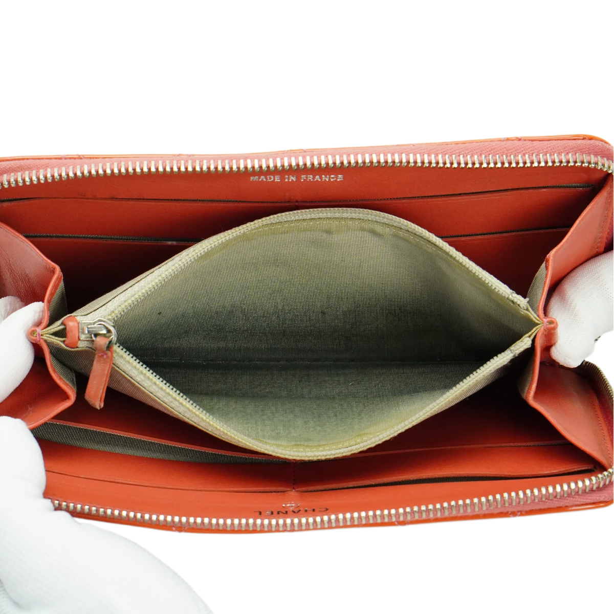 Chanel Orange Enamel Matelassé Wallet - Lost Designer