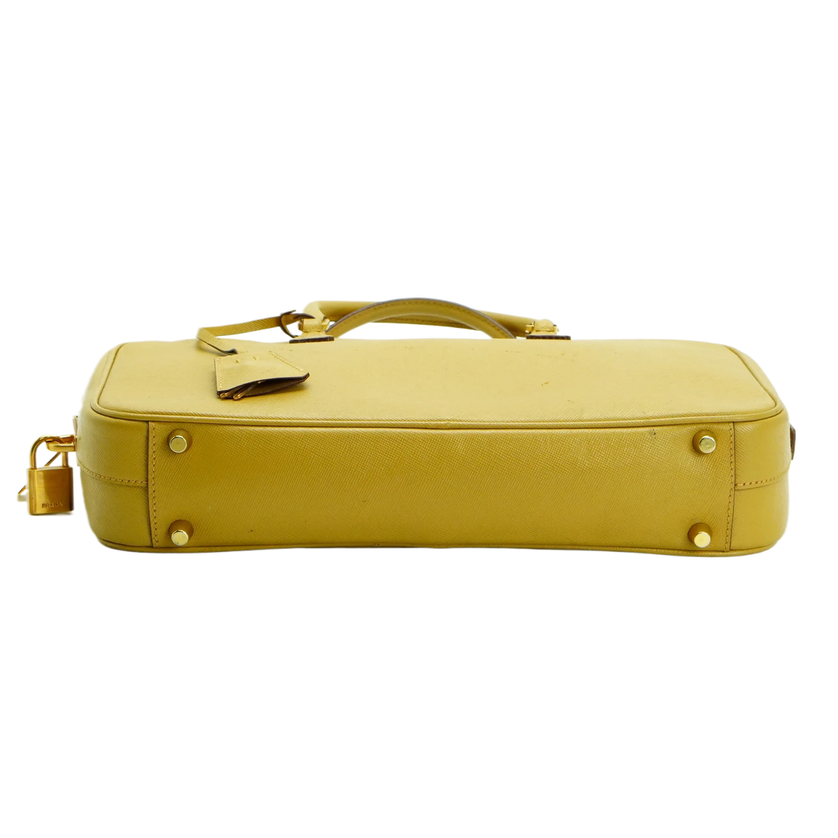 Prada Saffiano Leather Mustard Yellow Handbag - Lost Designer