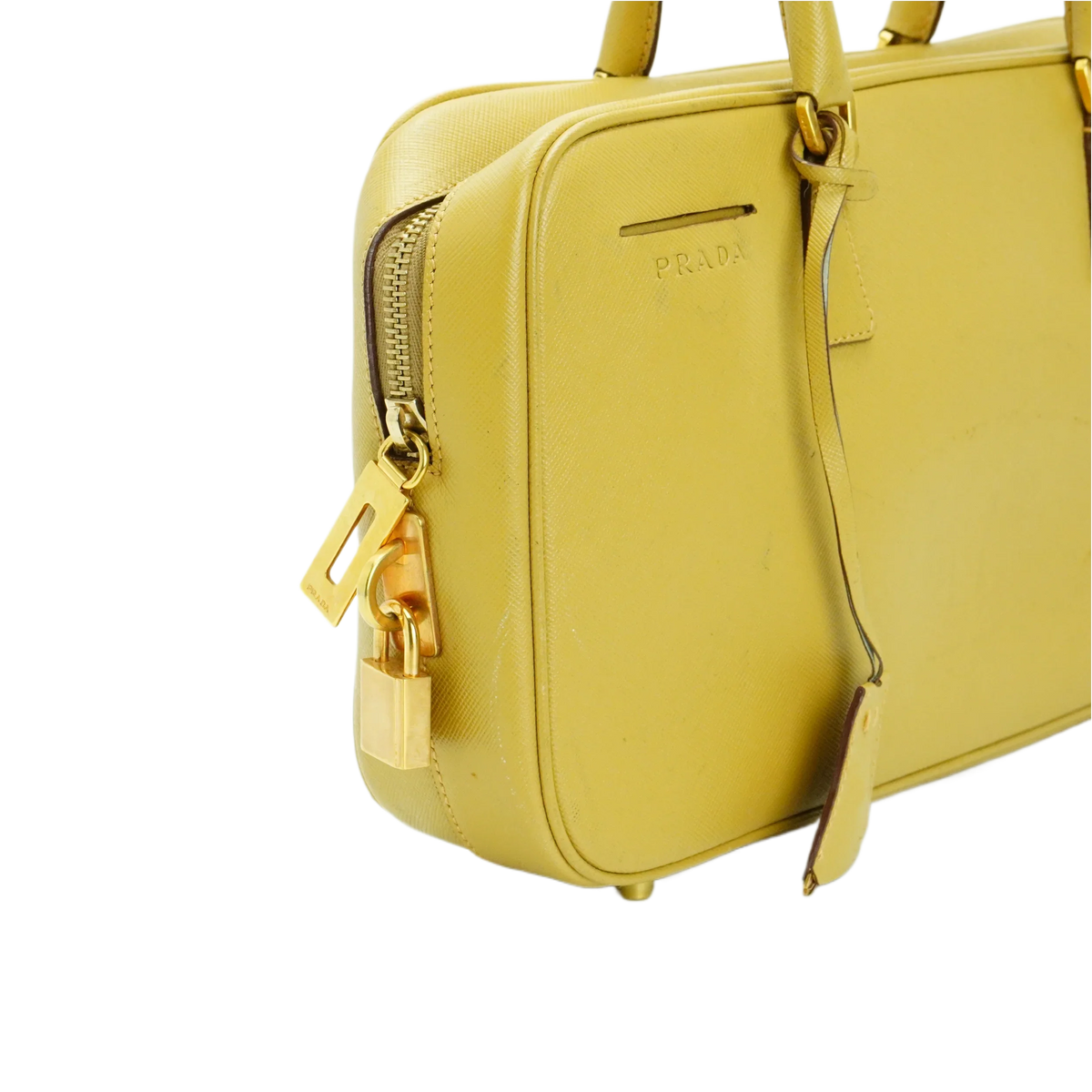 Prada Saffiano Leather Mustard Yellow Handbag - Lost Designer