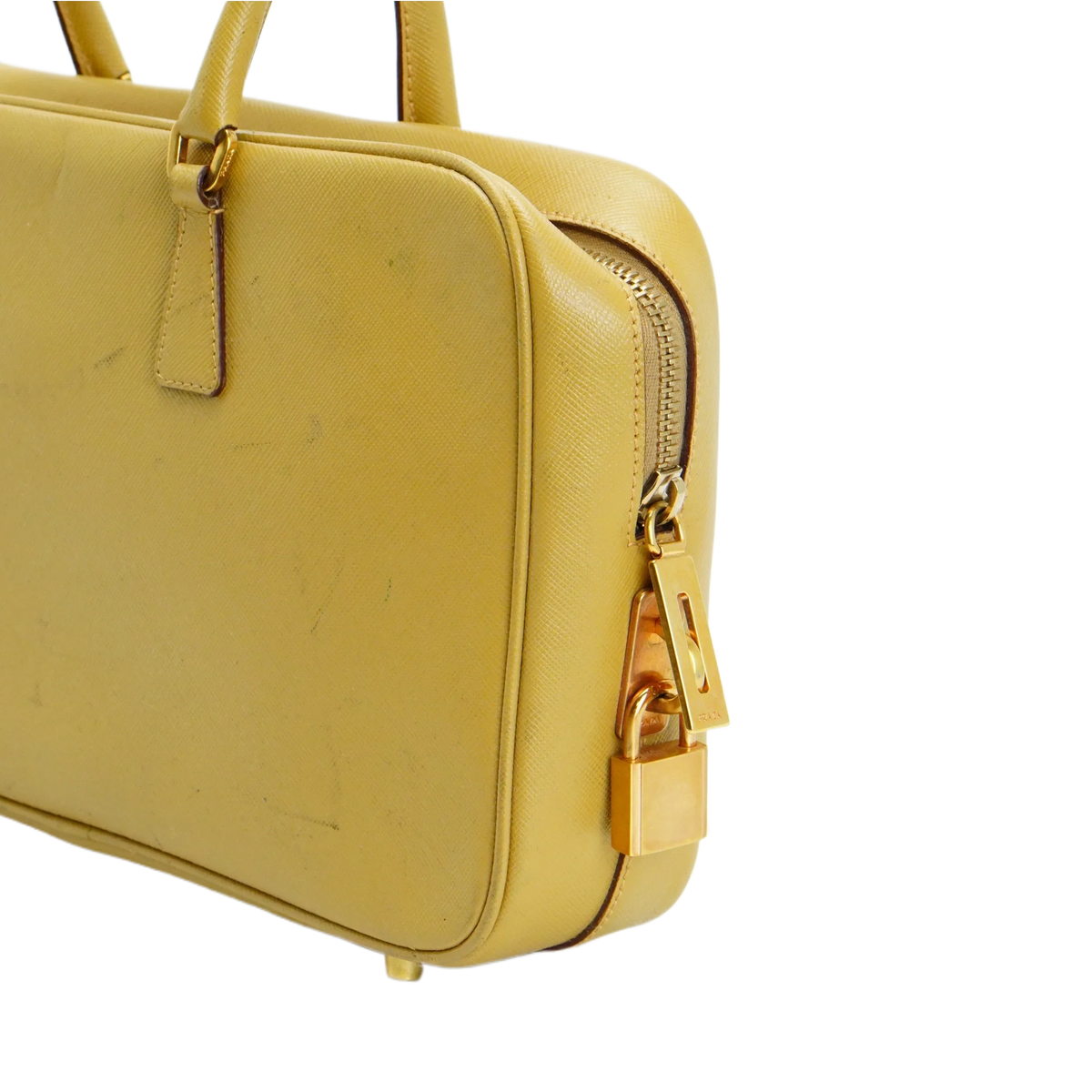Prada Saffiano Leather Mustard Yellow Handbag - Lost Designer
