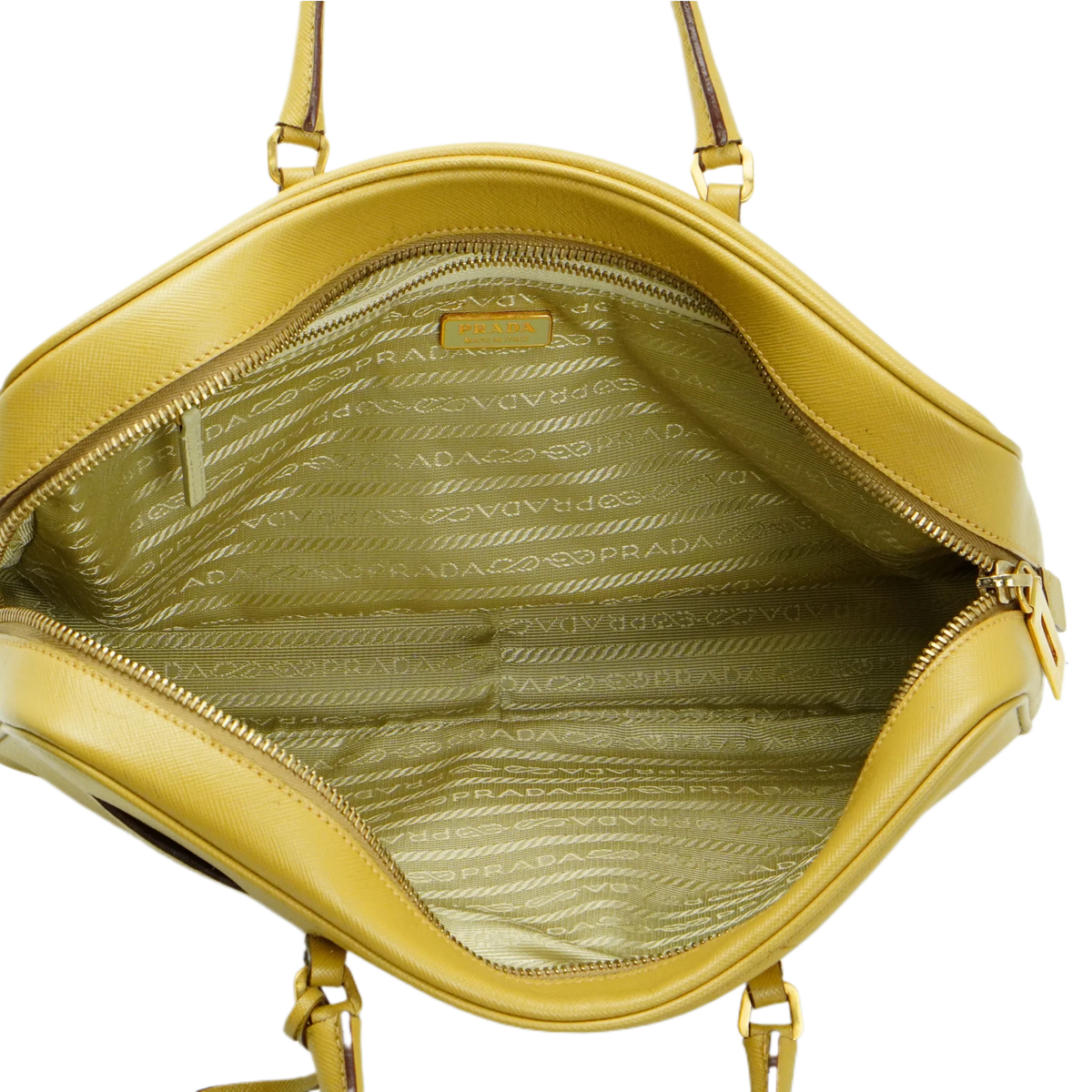 Prada Saffiano Leather Mustard Yellow Handbag - Lost Designer