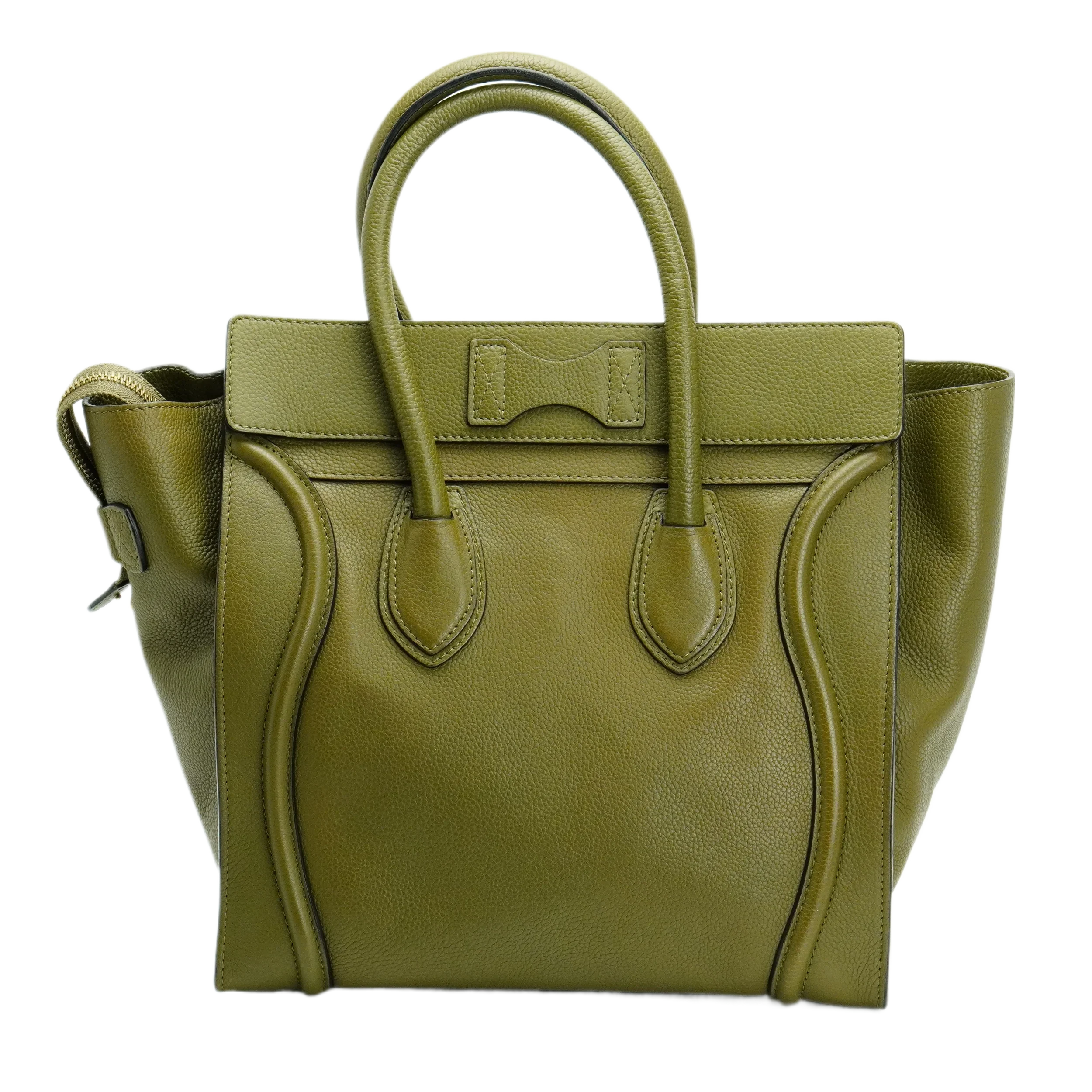 Celine Olive Green Calfskin Mini Luggage Handbag - Lost Designer