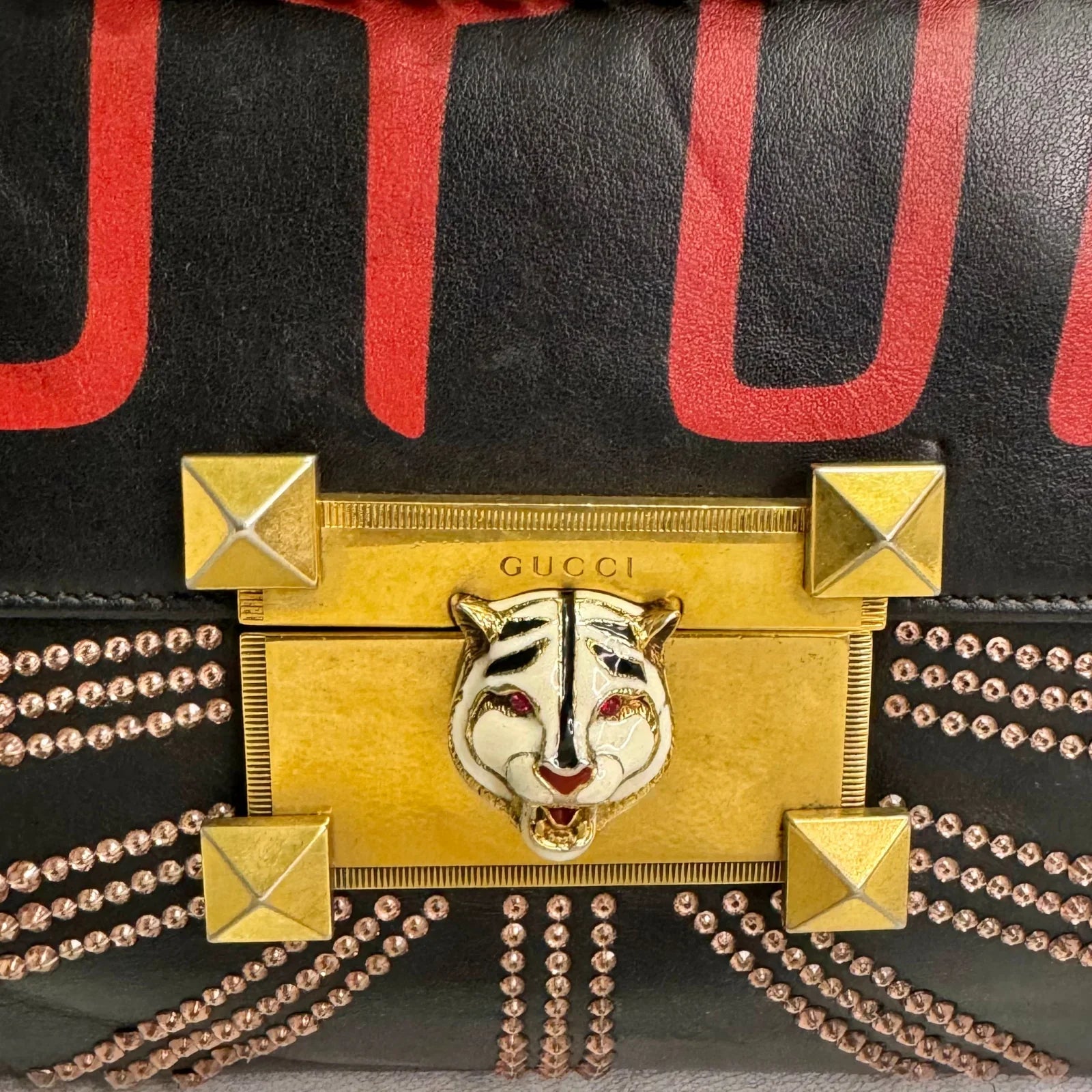 Gucci Osiride Future Embellished Leather Bag Black - Lost Designer