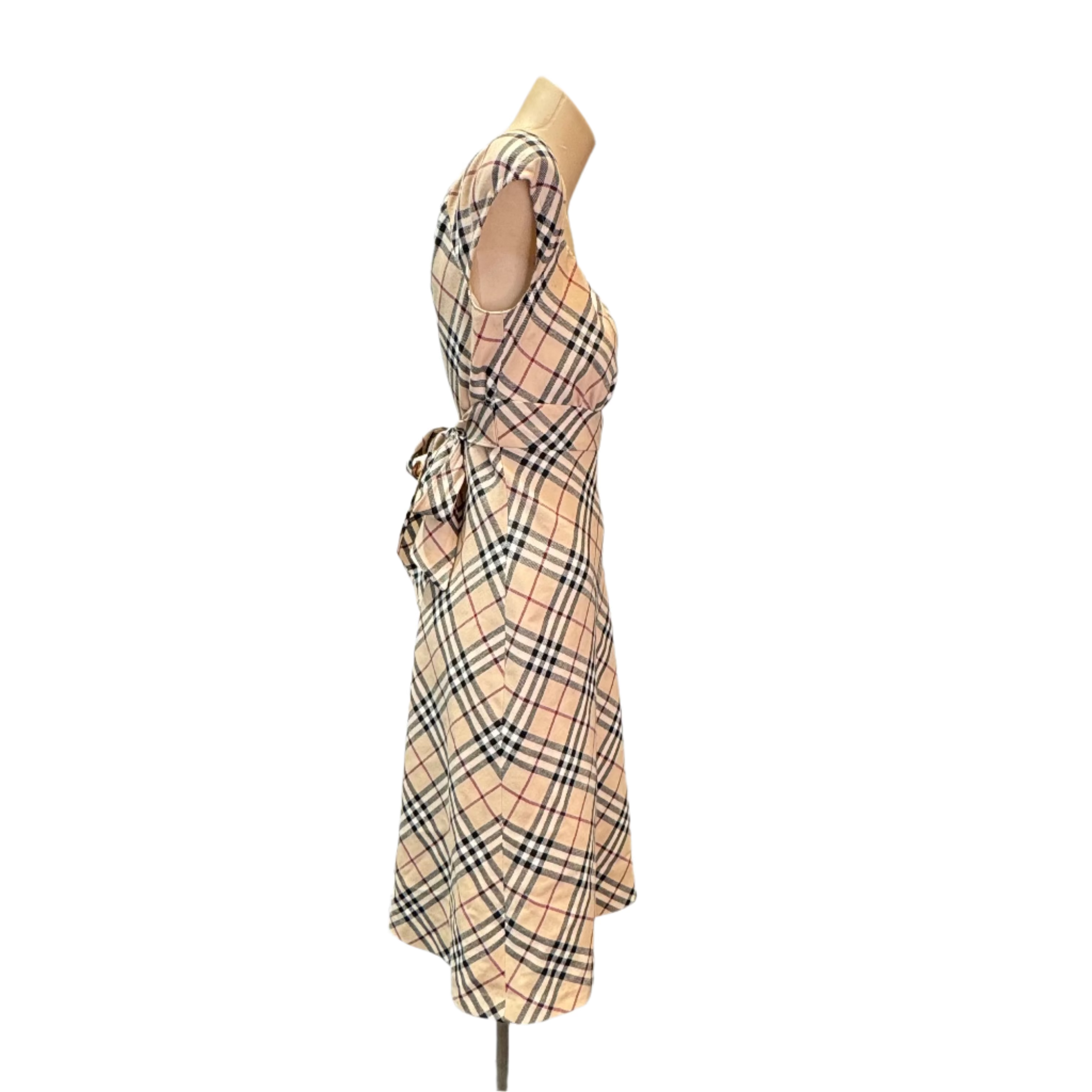 Beige Burberry sleeveless check dress size 38 - Lost Designer