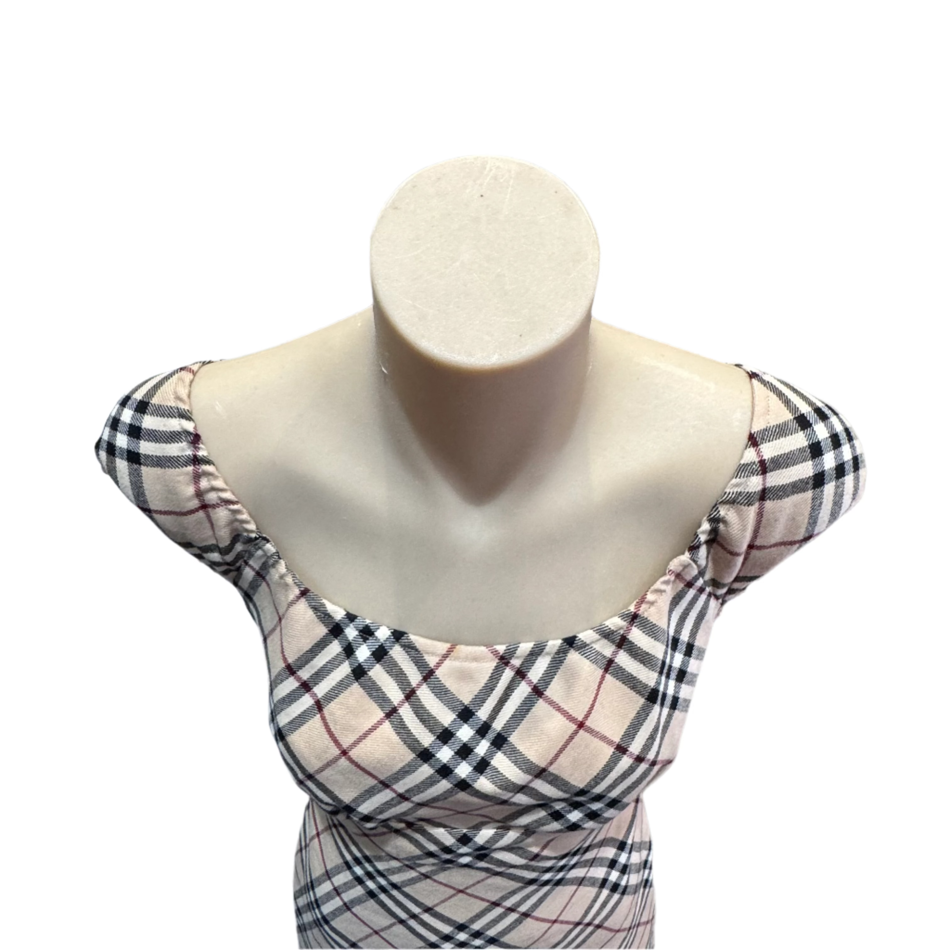 Beige Burberry sleeveless check dress size 38 - Lost Designer