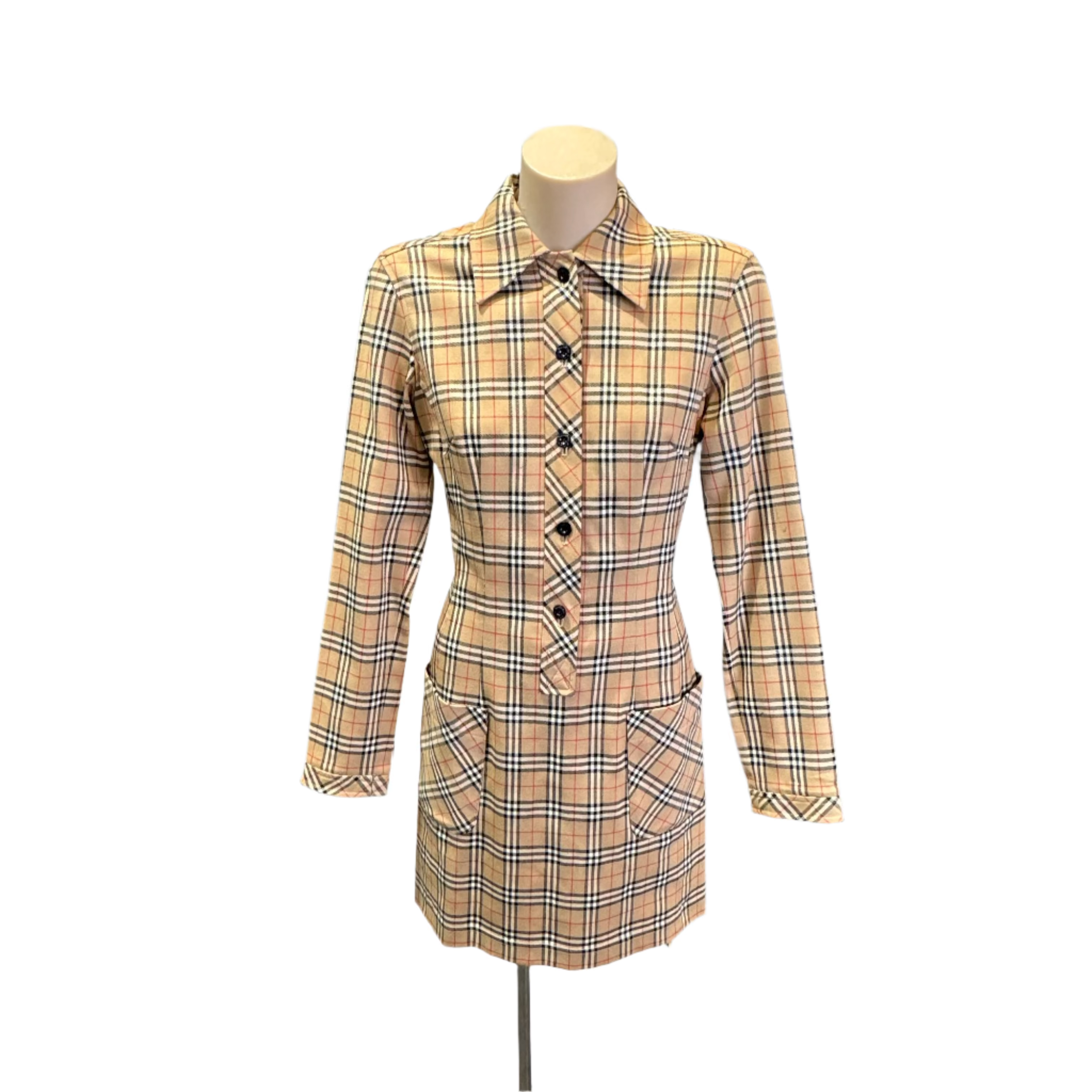 Burberry Check pocket dress long sleeve 38 - Lost Designer