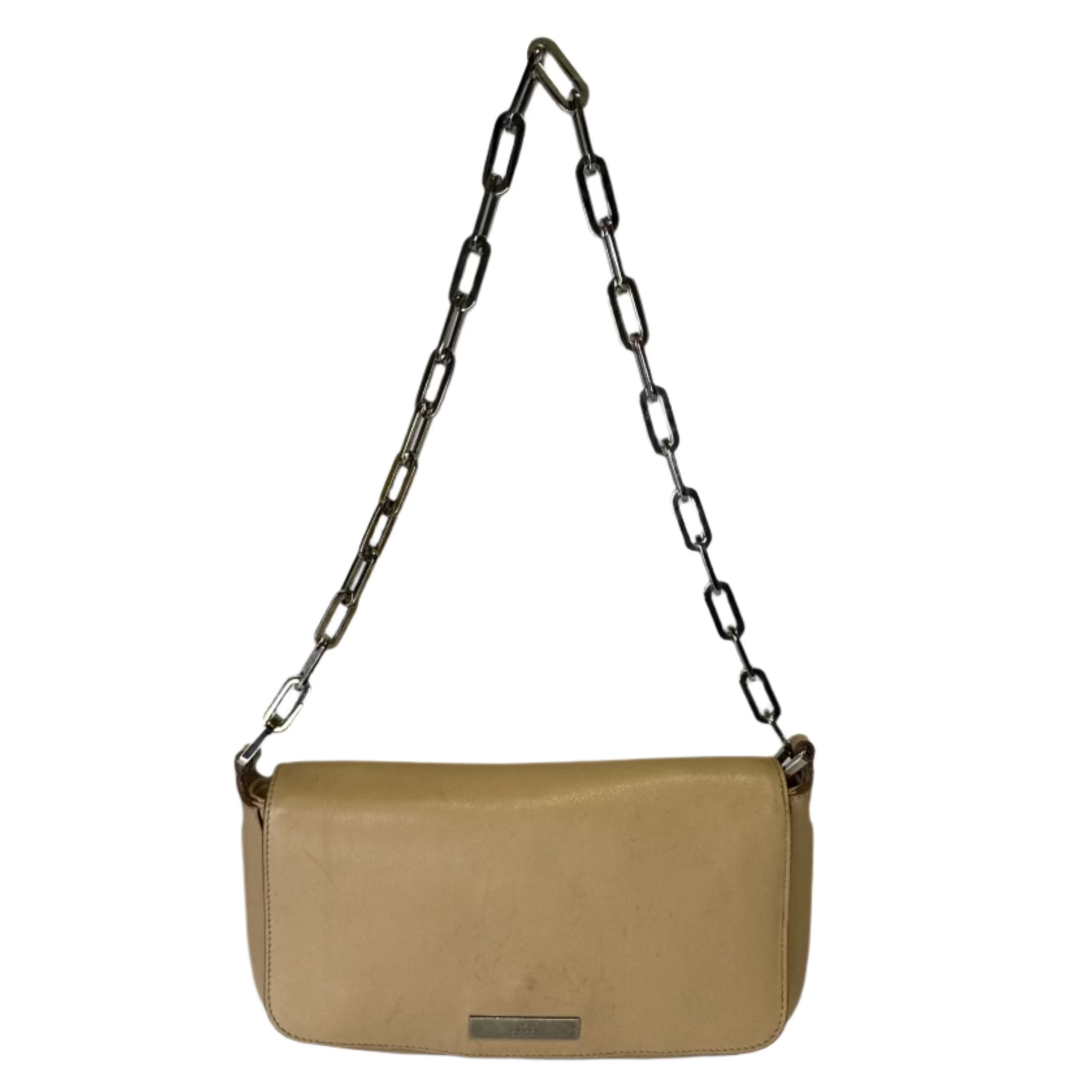 Gucci Chain Flap Shoulder Bag Leather beige - Lost Designer