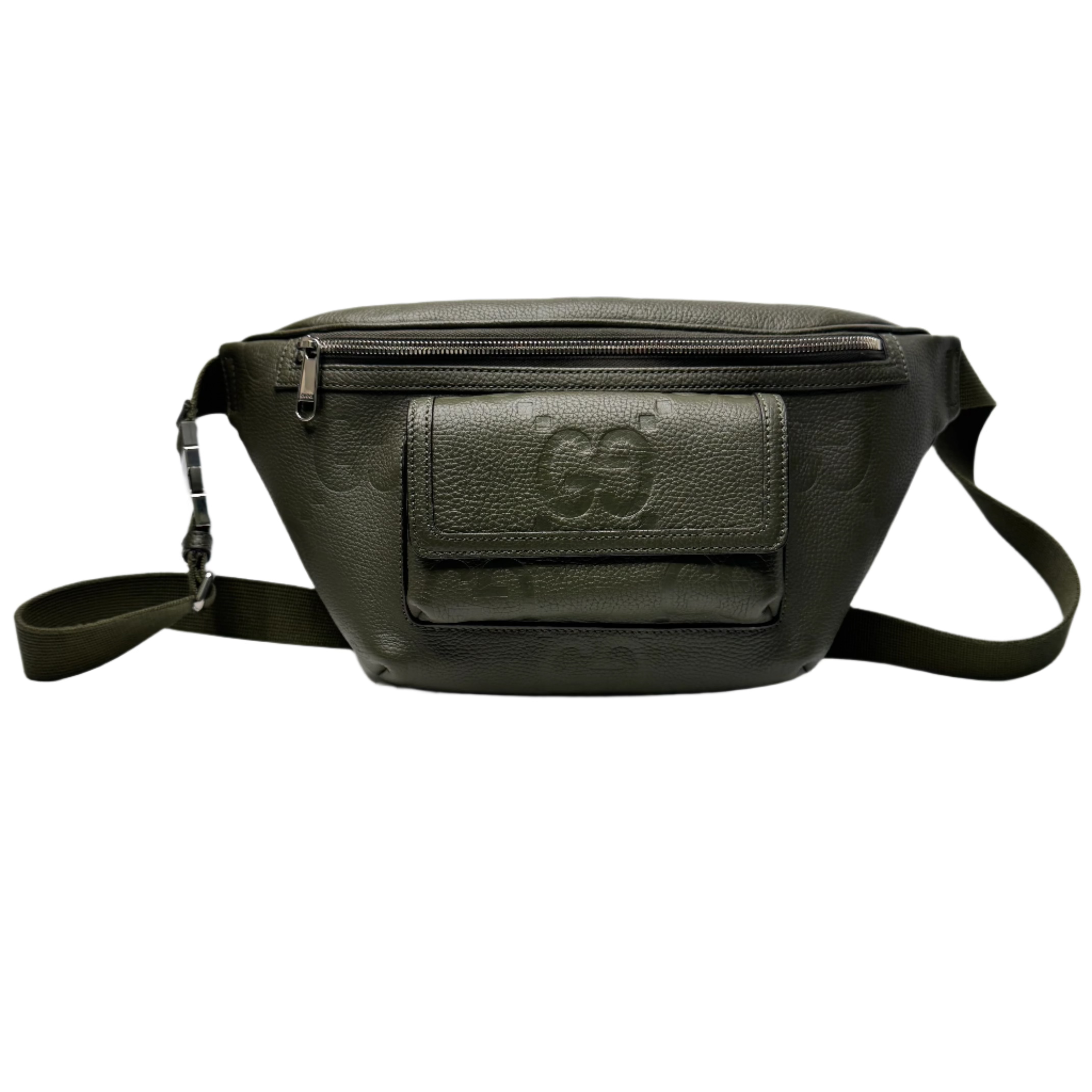 Gucci Jumbo GG Belt Bag Leather Olive Green - Lost Designer