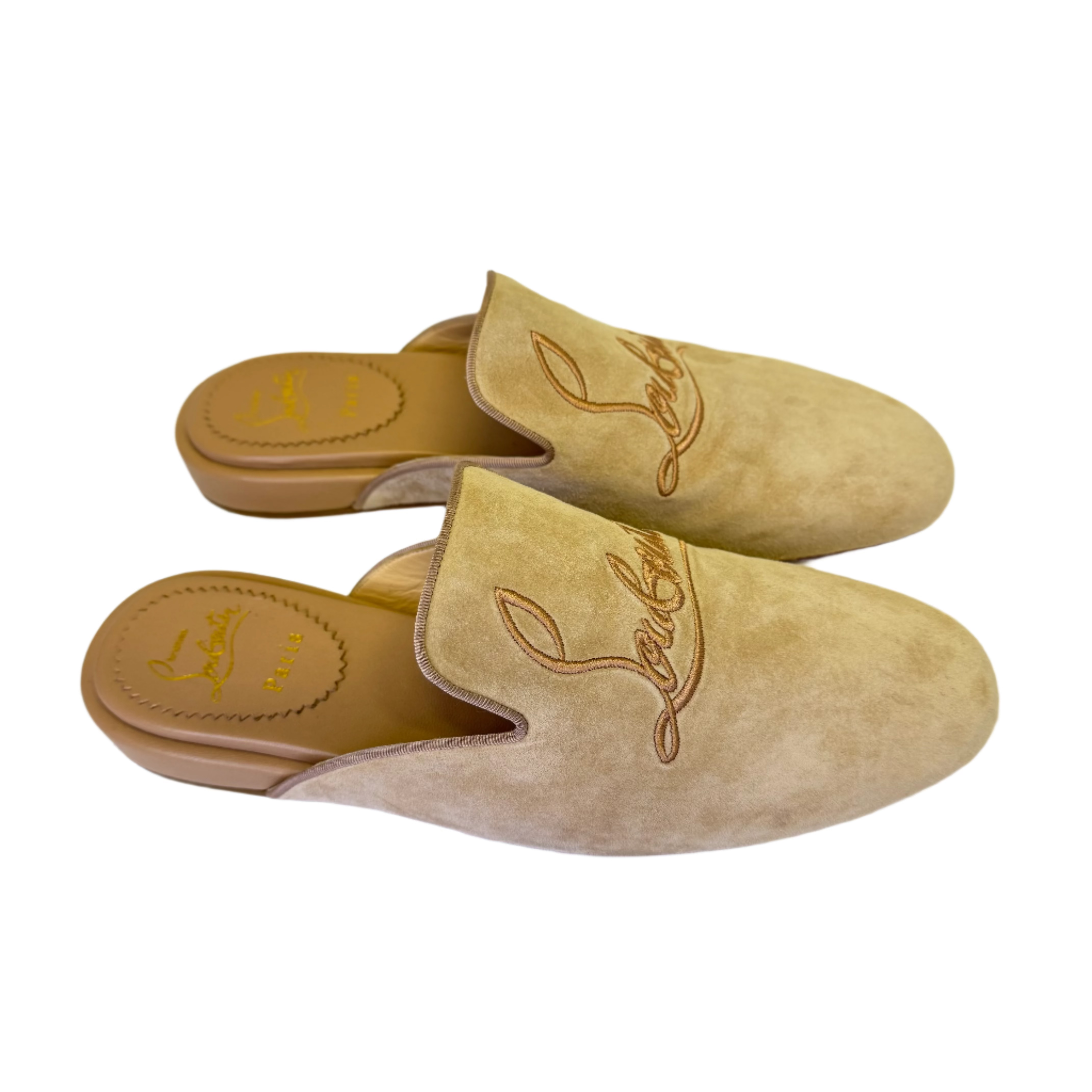 Christian Louboutin Coolito Flat Slides Mules Brown - Lost Designer