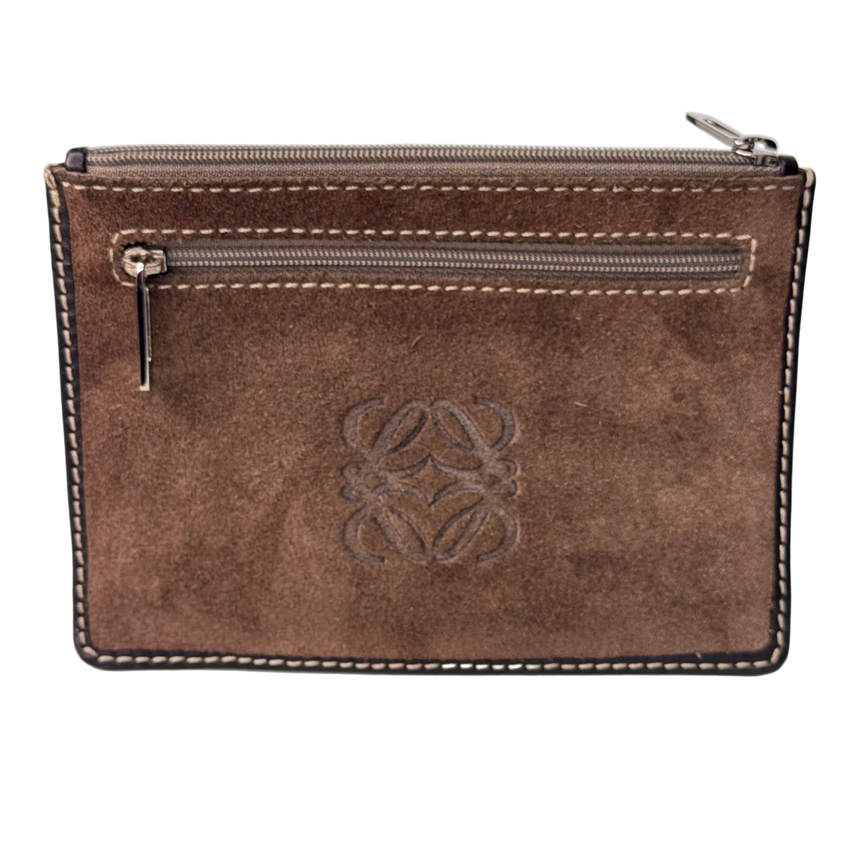 Loewe Wallet Pouch Suede Leather Brown - Lost Designer