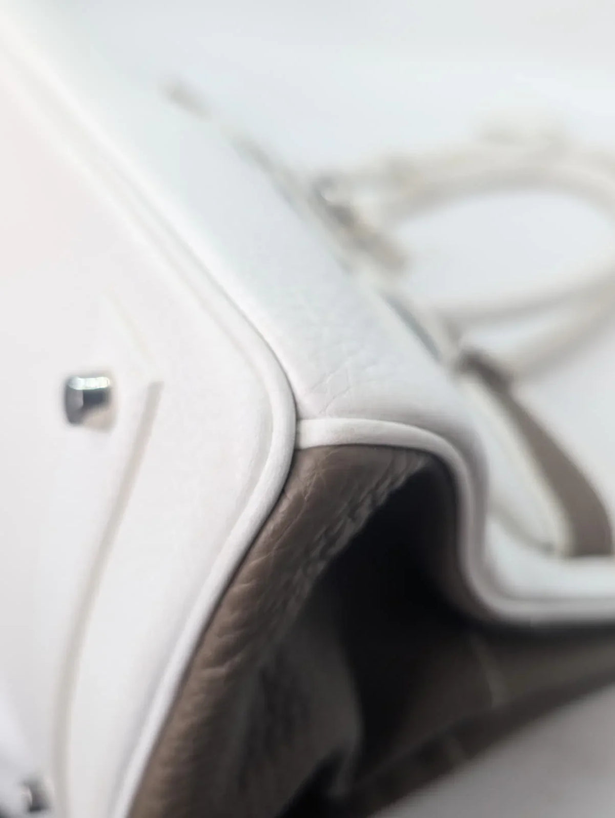 Hermès Birkin Shoulder 42 White Etoupe Clemence Palladium Hardware □J Stamp - Lost Designer