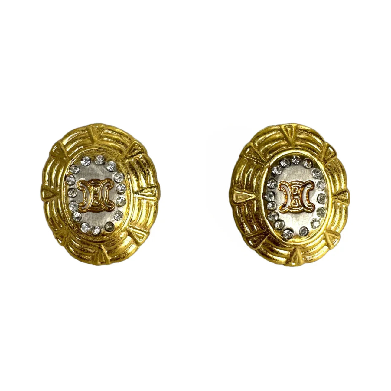 Celine Logo Earrings Gold - Lost Designer