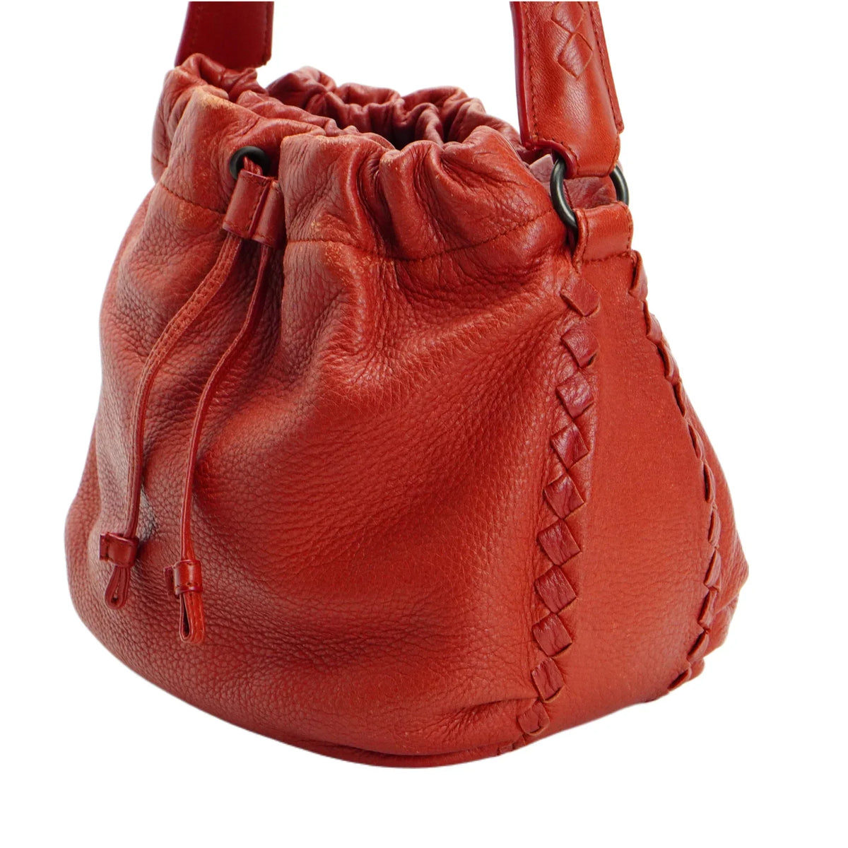 Bottega Veneta Double Drawstring Handbag Red - Lost Designer