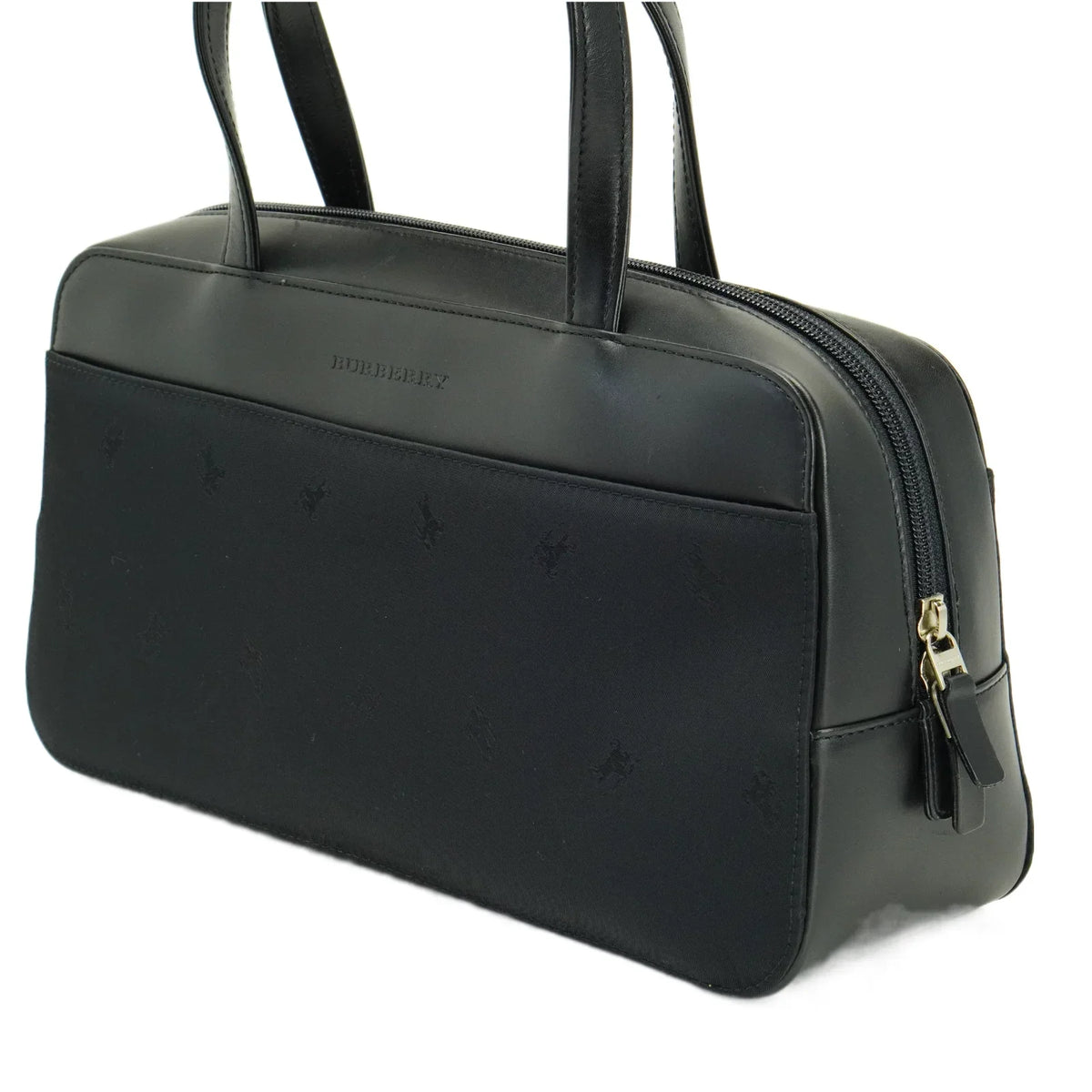 Burberry Nylon x Leather Checked Bag Black - Lost Designer