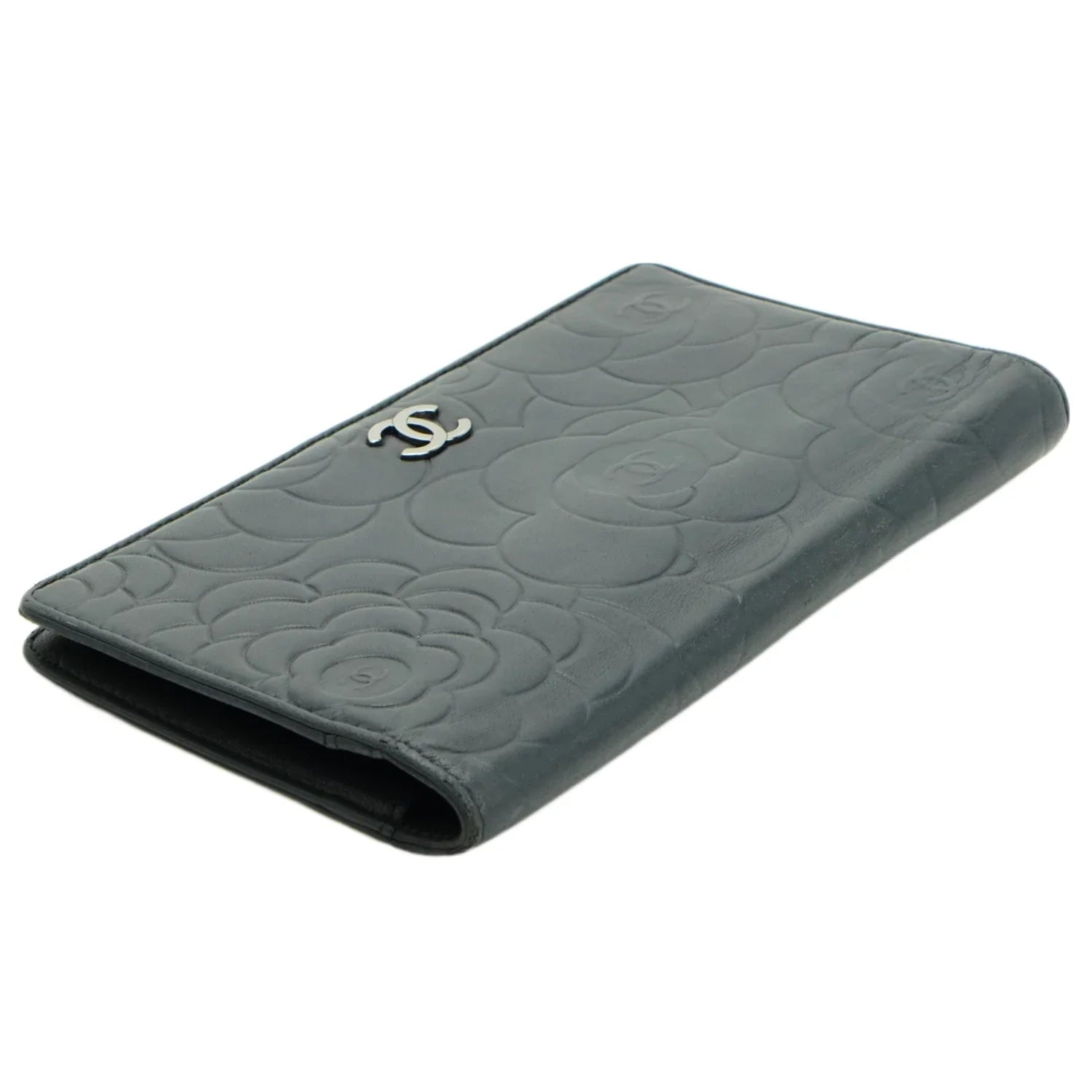 Chanel Camellia Mark Long Wallet Grey - Lost Designer