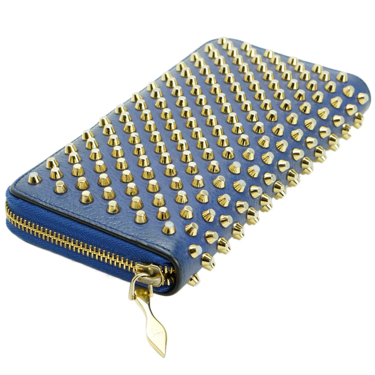 Christian Louboutin Panettone Spike Long Wallet Blue - Lost Designer