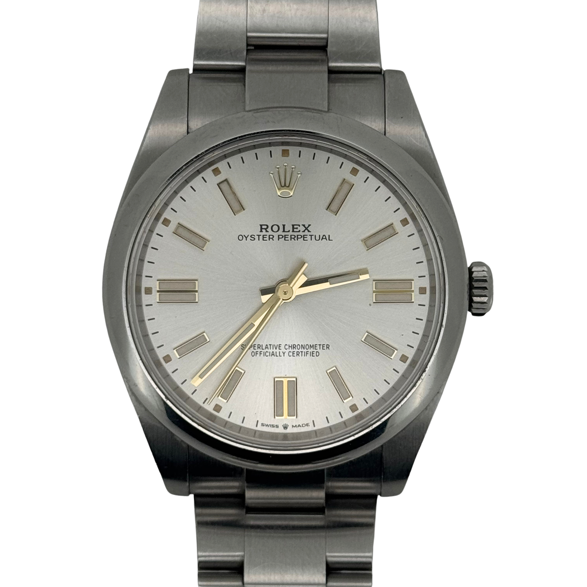 Rolex Oyster Perpetual 41mm silver dial watch