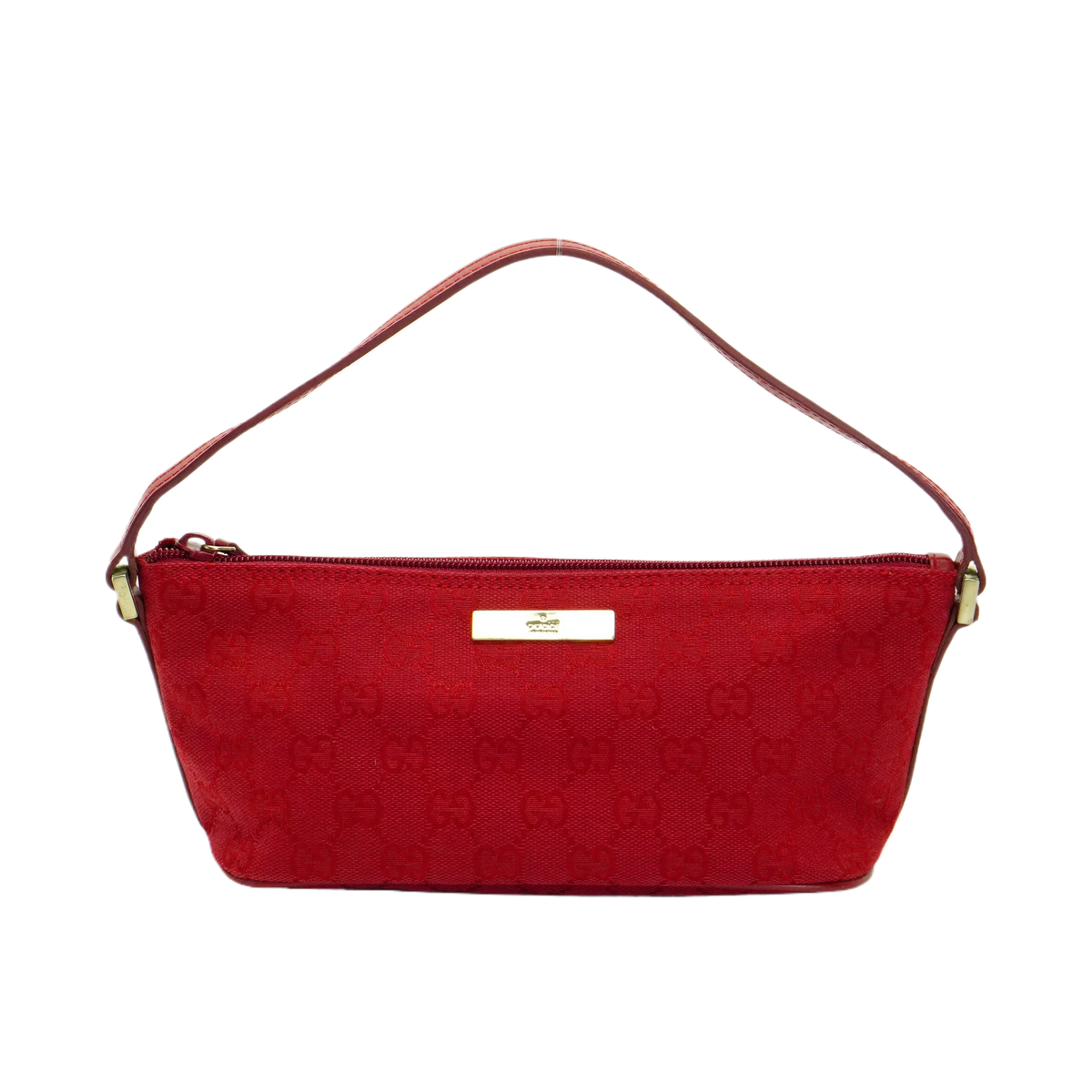 Gucci Cherry Red GG Monogram Boat Pochette Bag - Lost Designer