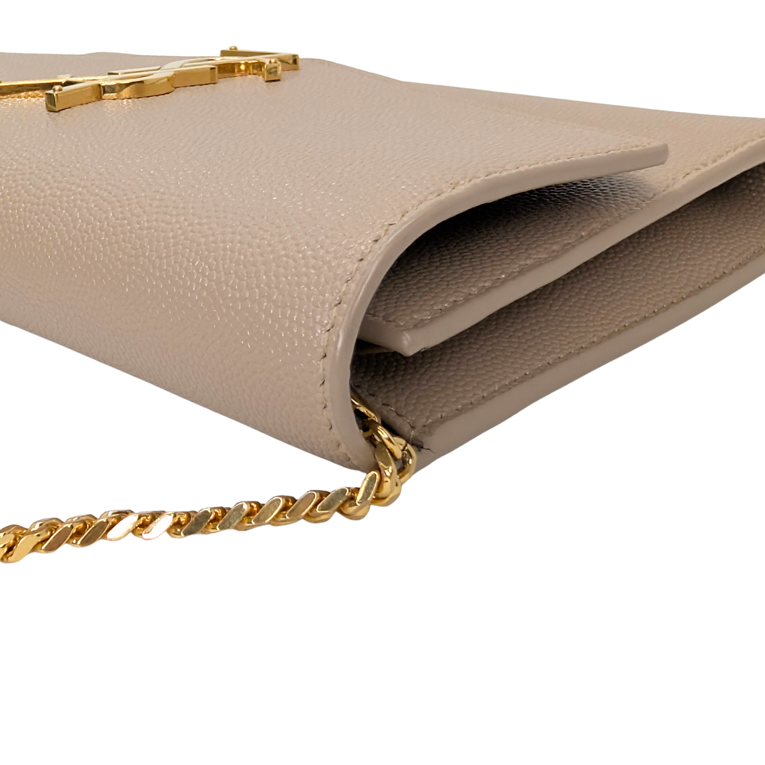 Saint Laurent Uptown Wallet on Chain Dark Beige