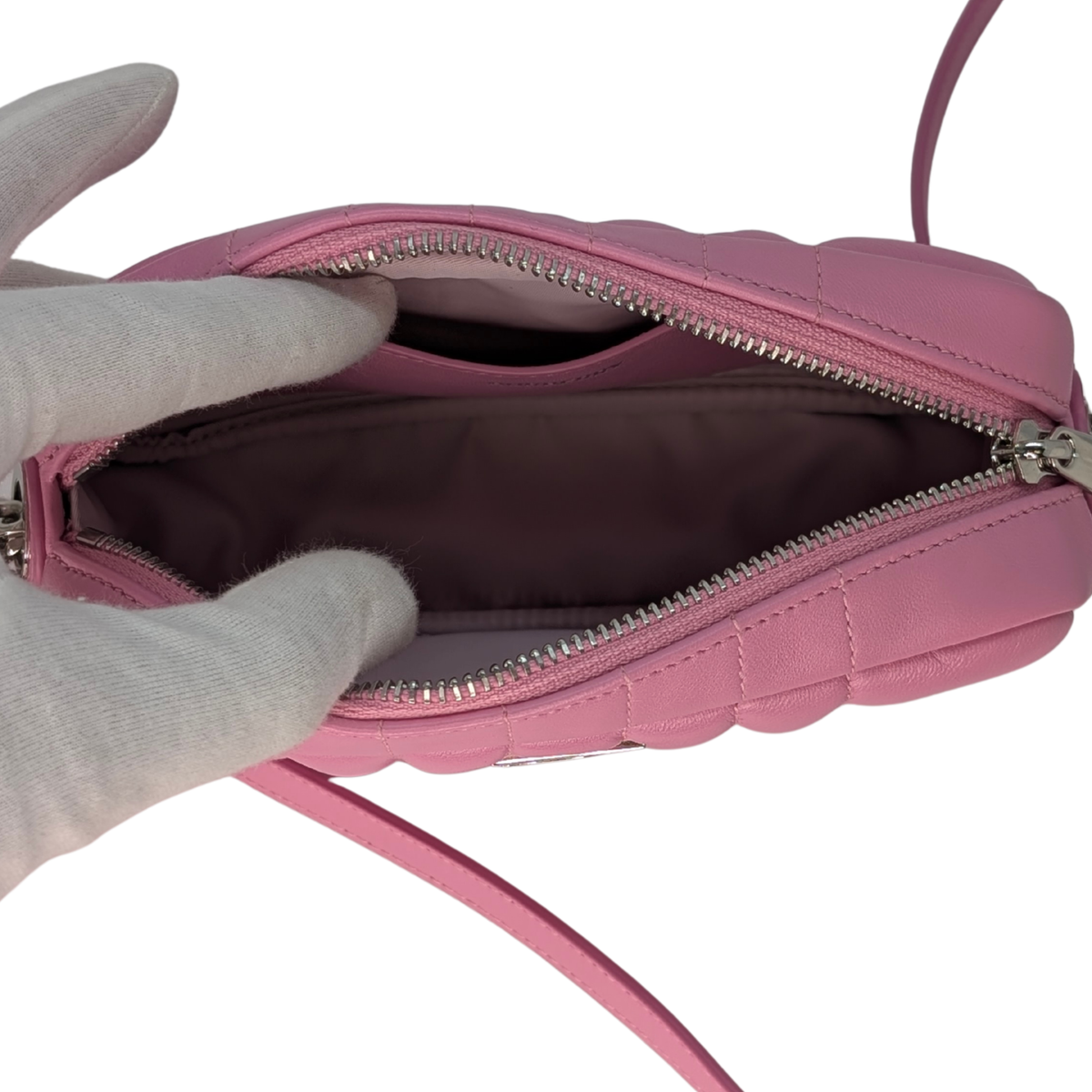 Burberry TB Mini Quilted Lambskin Lola Camera Bag Pink