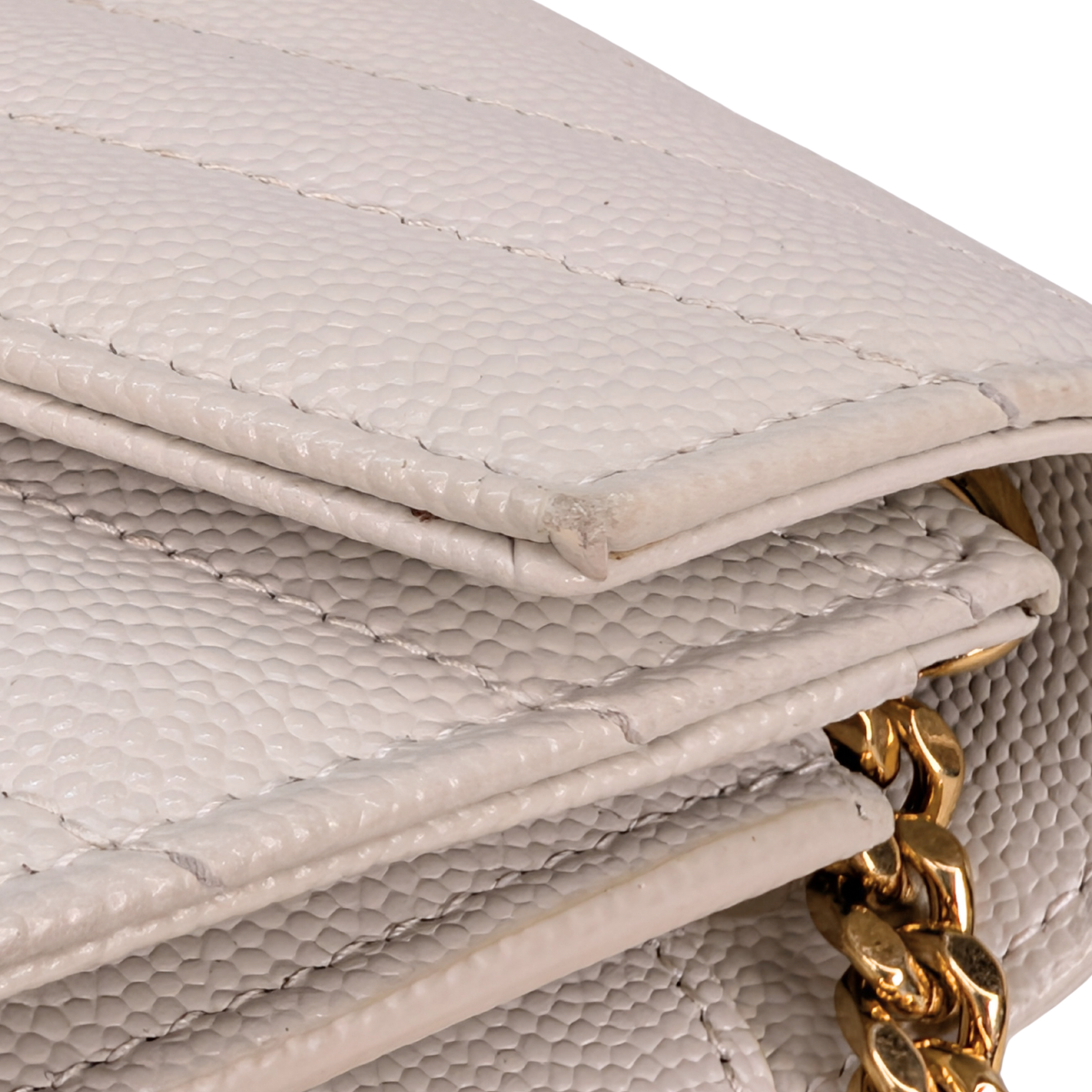 Saint Laurent Cassandre Envelope Chain Wallet Blanc White