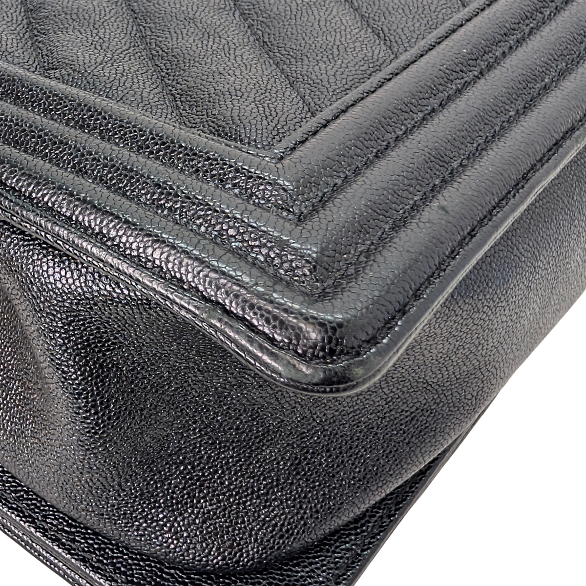 Chanel Old Medium Boy Bag Chevron Caviar Black GHW