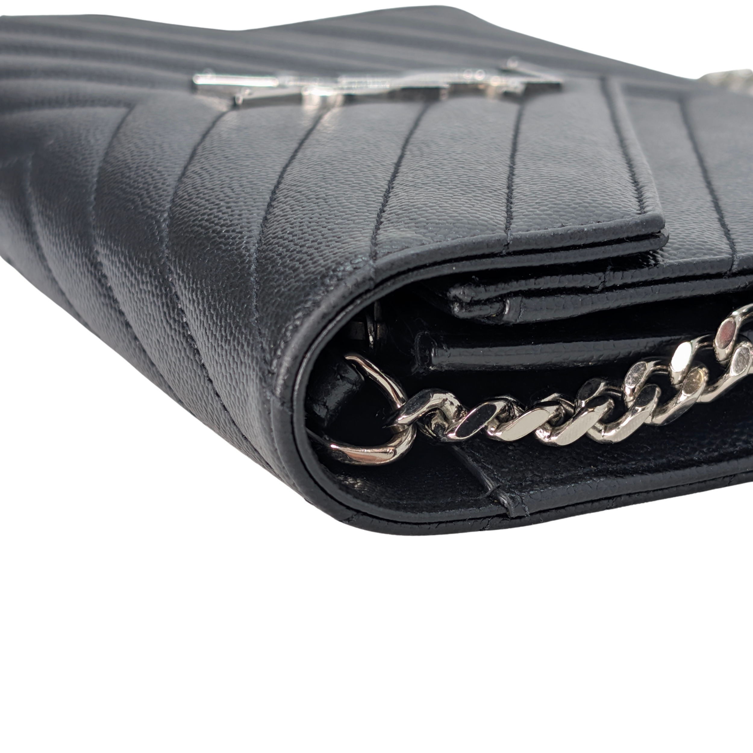 Saint Laurent Cassandra Envelope Wallet on Chain Black