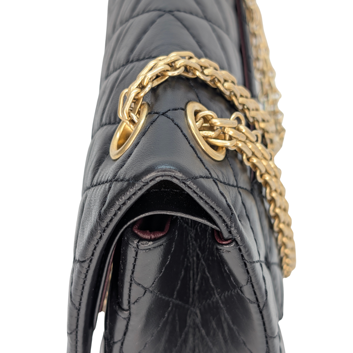 Chanel Black Distressed Calfskin 2.55 Reissue 225 Bag Black