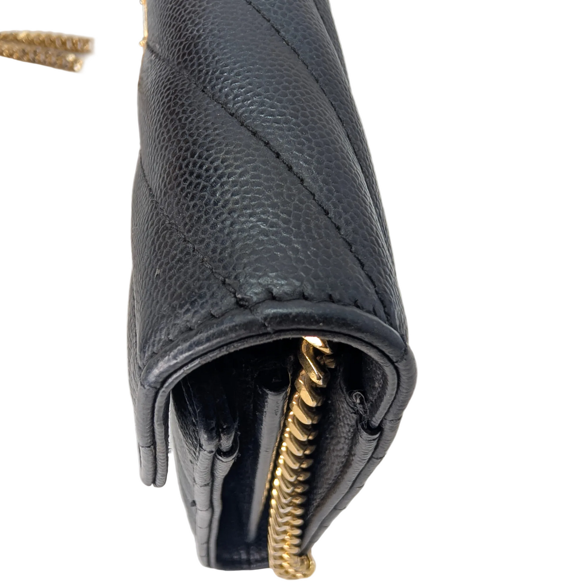Saint Laurent Cassandre Envelope Chain Wallet Black