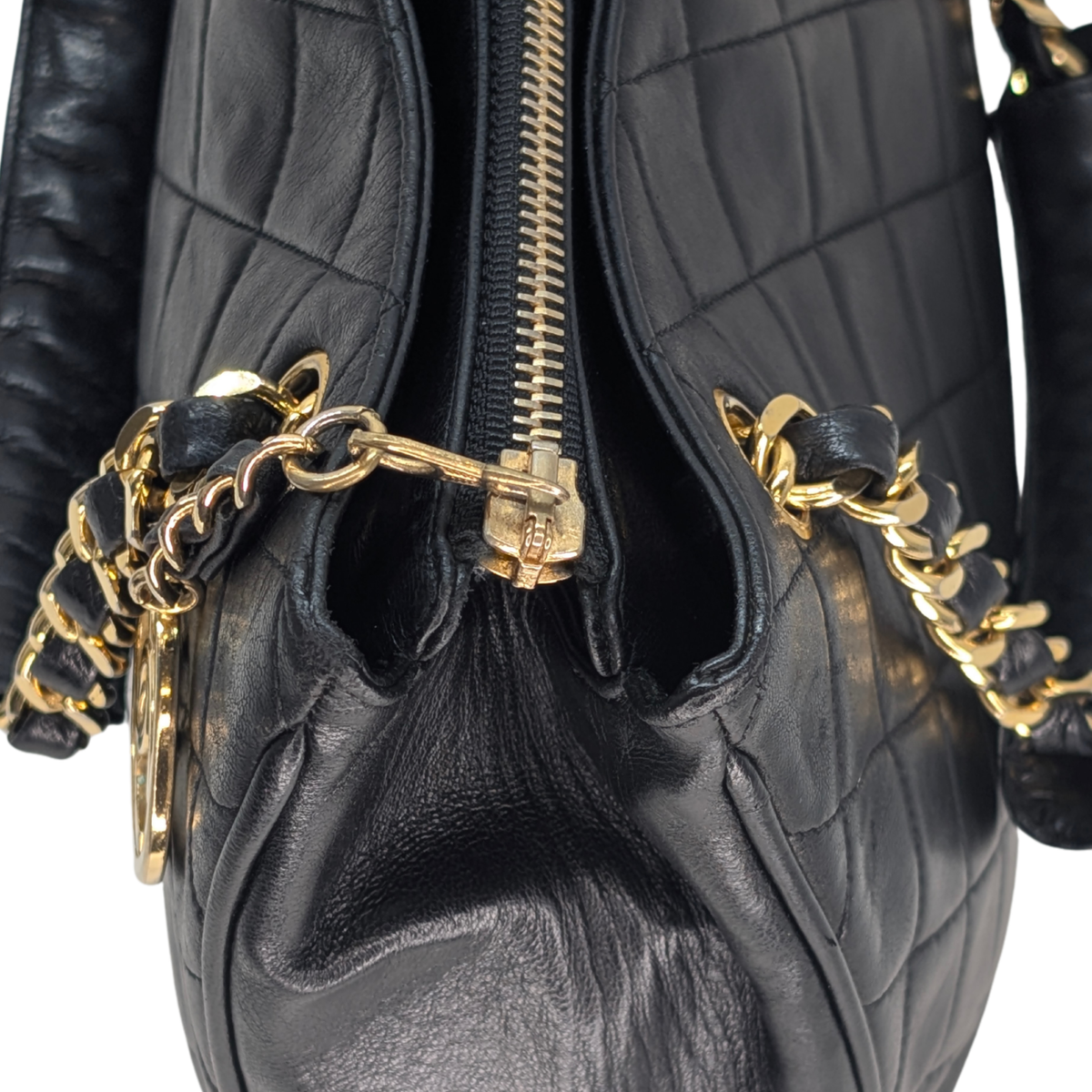 Chanel Vintage CC Metalasse Chain Tote Bag Black