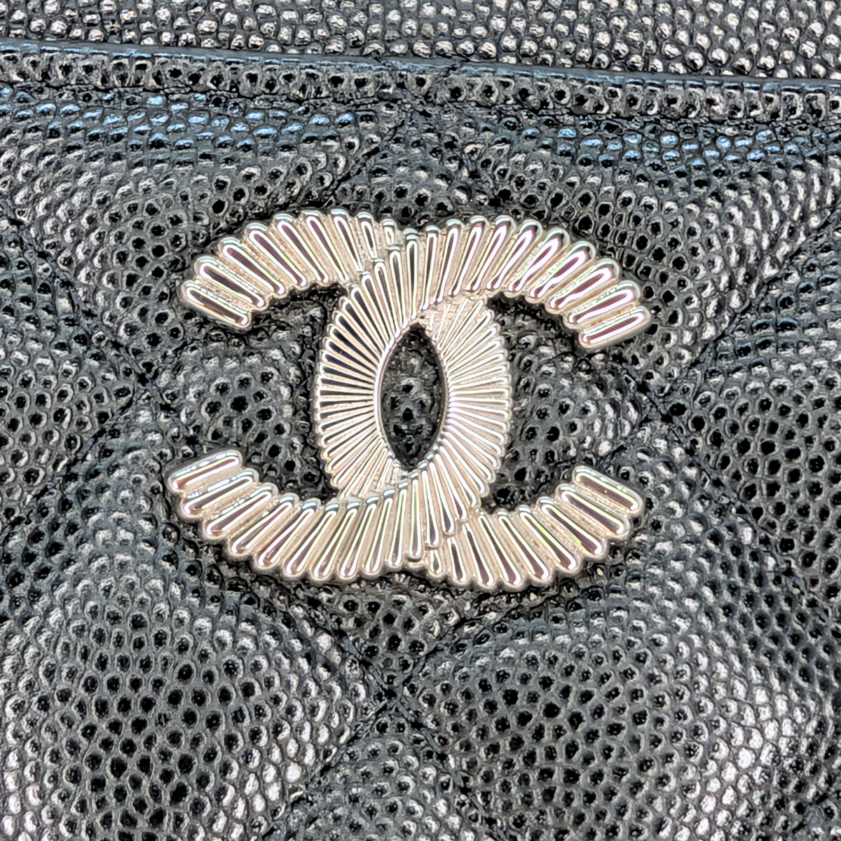 Chanel Logo Zip Around Wallet Black