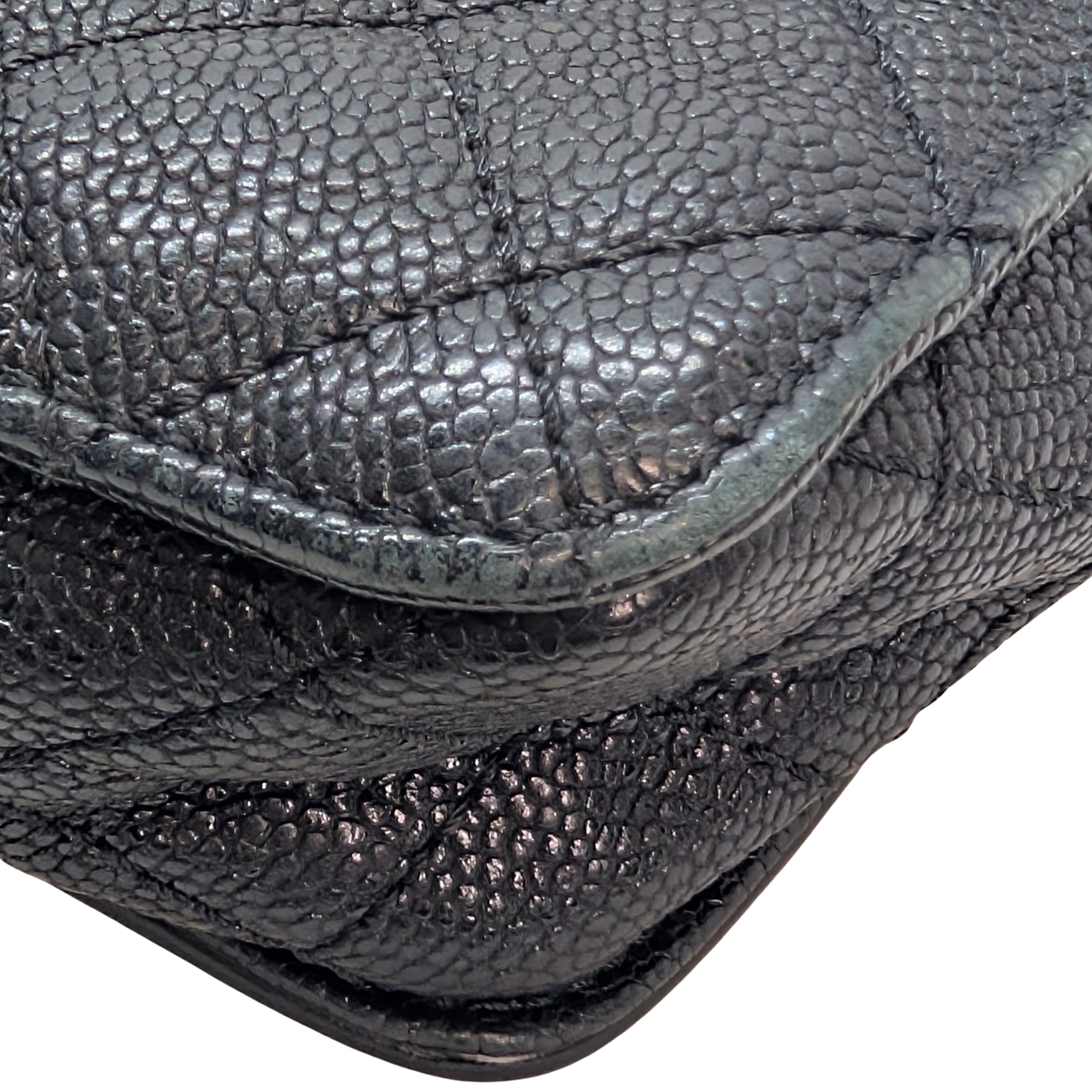 Chanel Mademoiselle 2.55 Cavier Leather Lock Flap Bag Black
