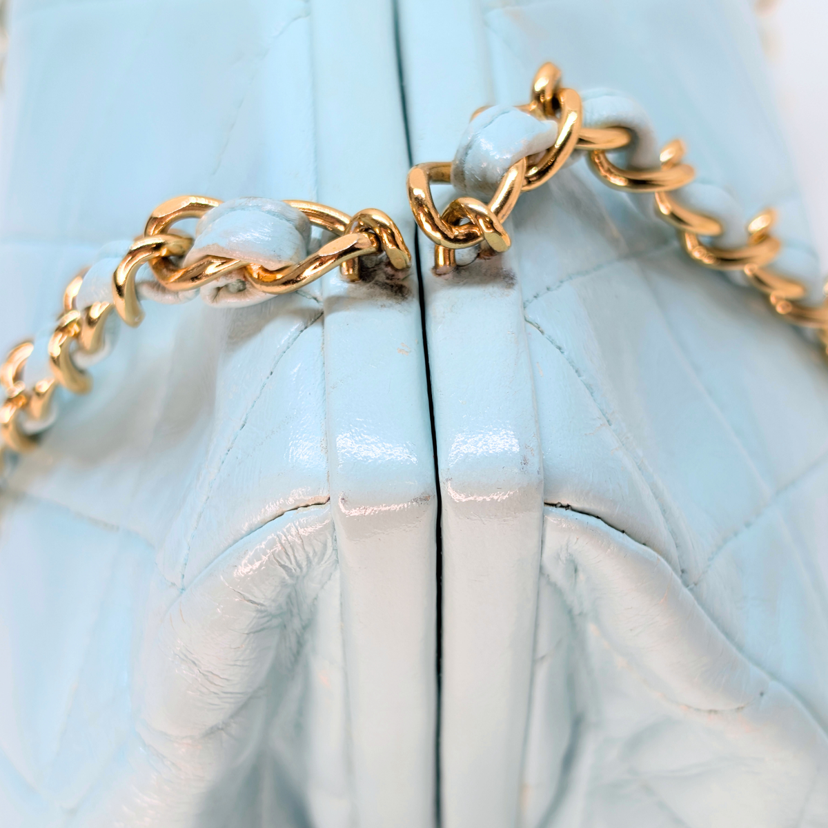 Chanel Vintage Kiss Lock Bag Baby Blue