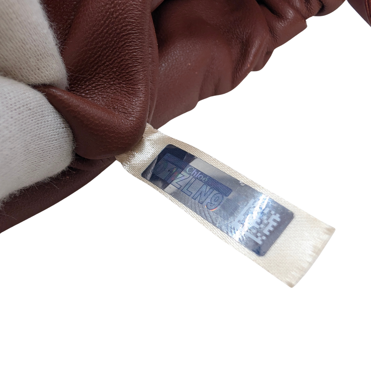 حقيبة كتف جلدية بني طراز Chloé Mate Gusset