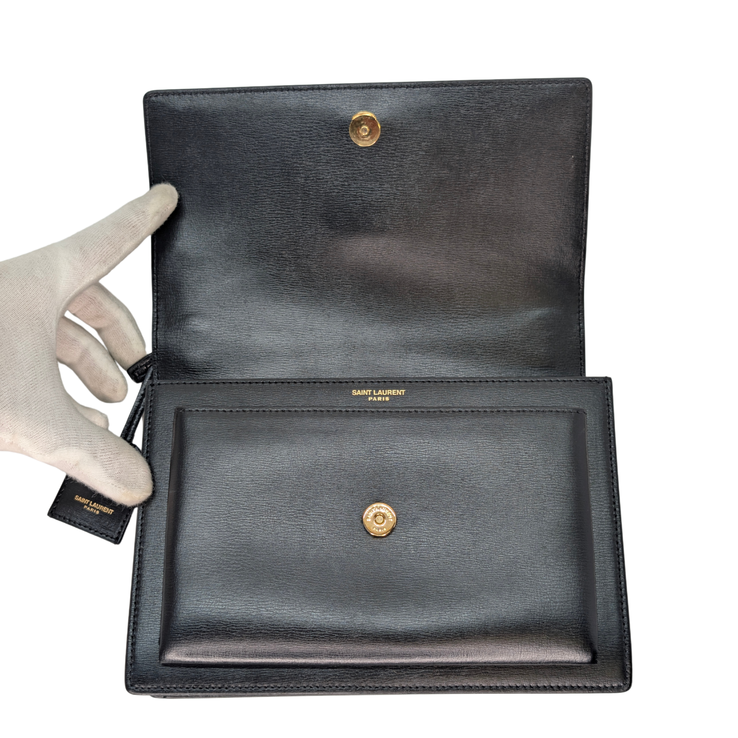 Saint Laurent Sunset Small Leather Shoulder Bag Black