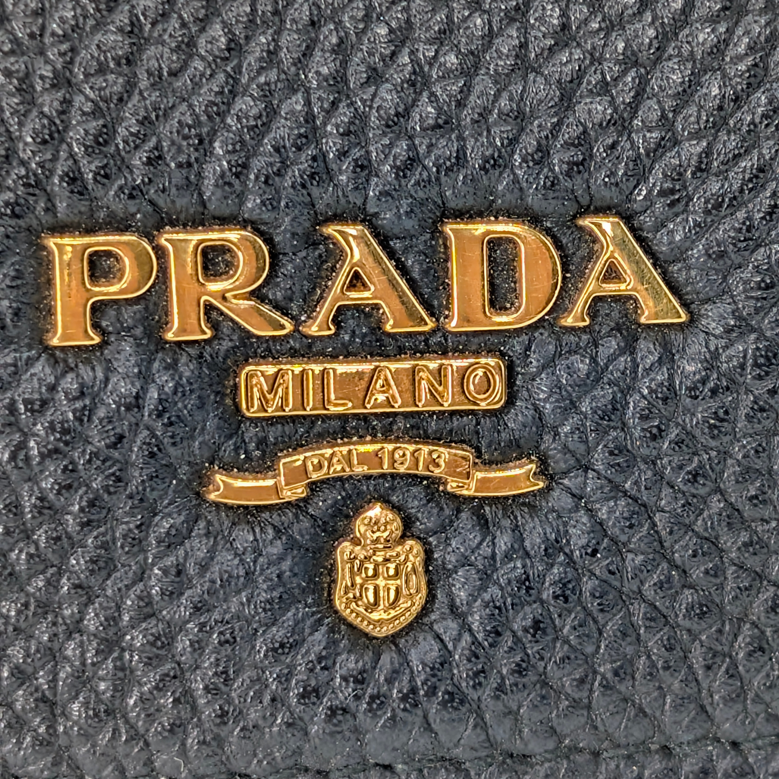 Prada Vitello Grain Nero Long Wallet