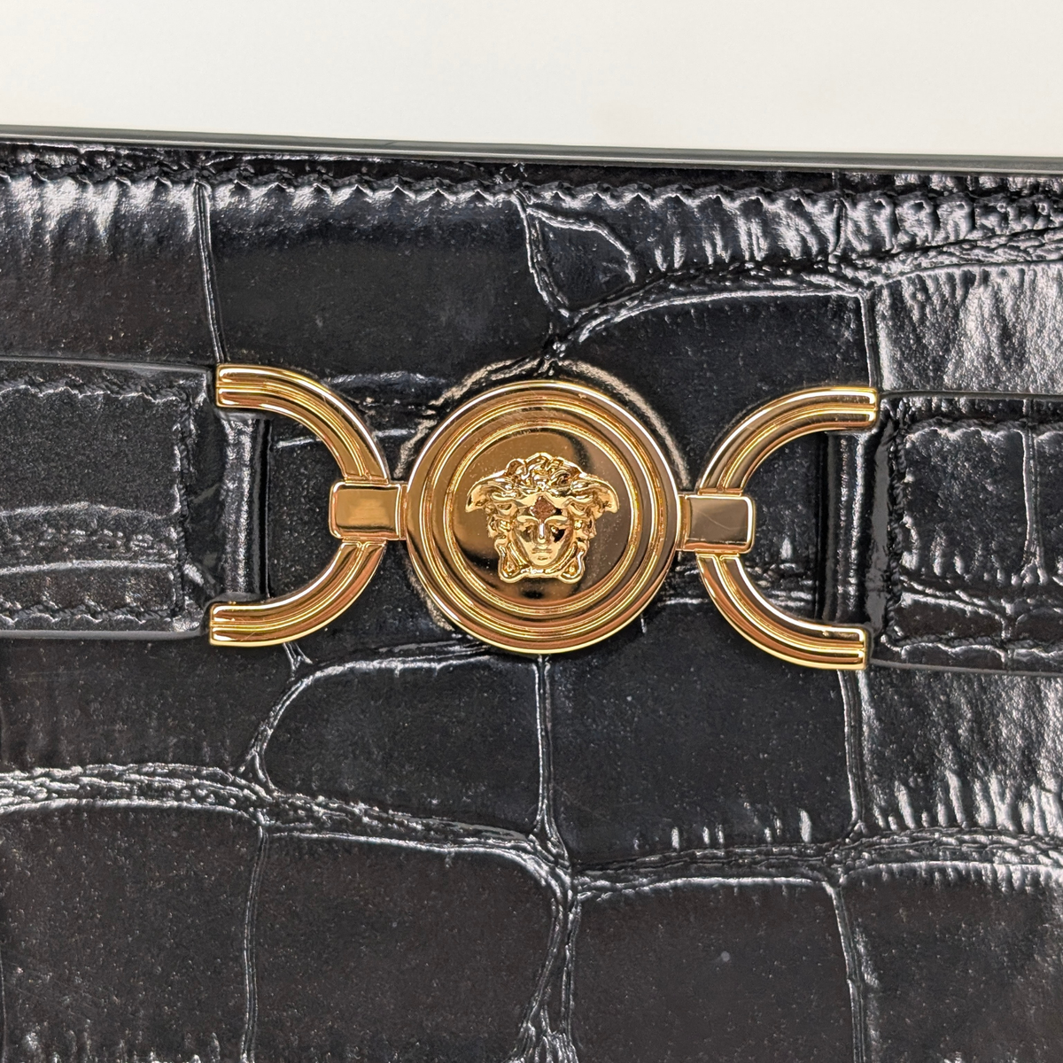 Versac Croc-Effect Medusa '95 Tote Bag Black