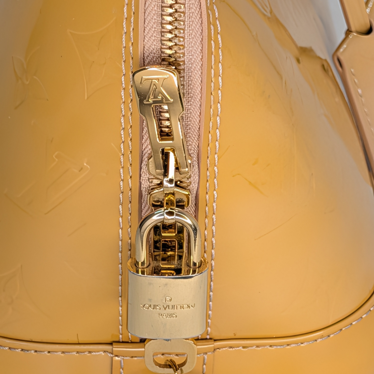 Louis Vuitton Alma Vernis PM Bag Yellow