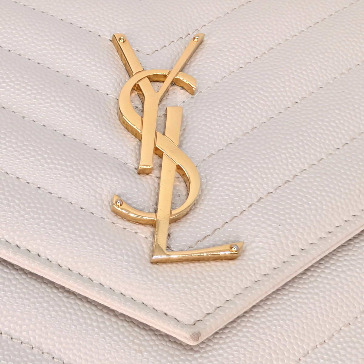 Saint Laurent Cassandre Envelope Chain Wallet Blanc White