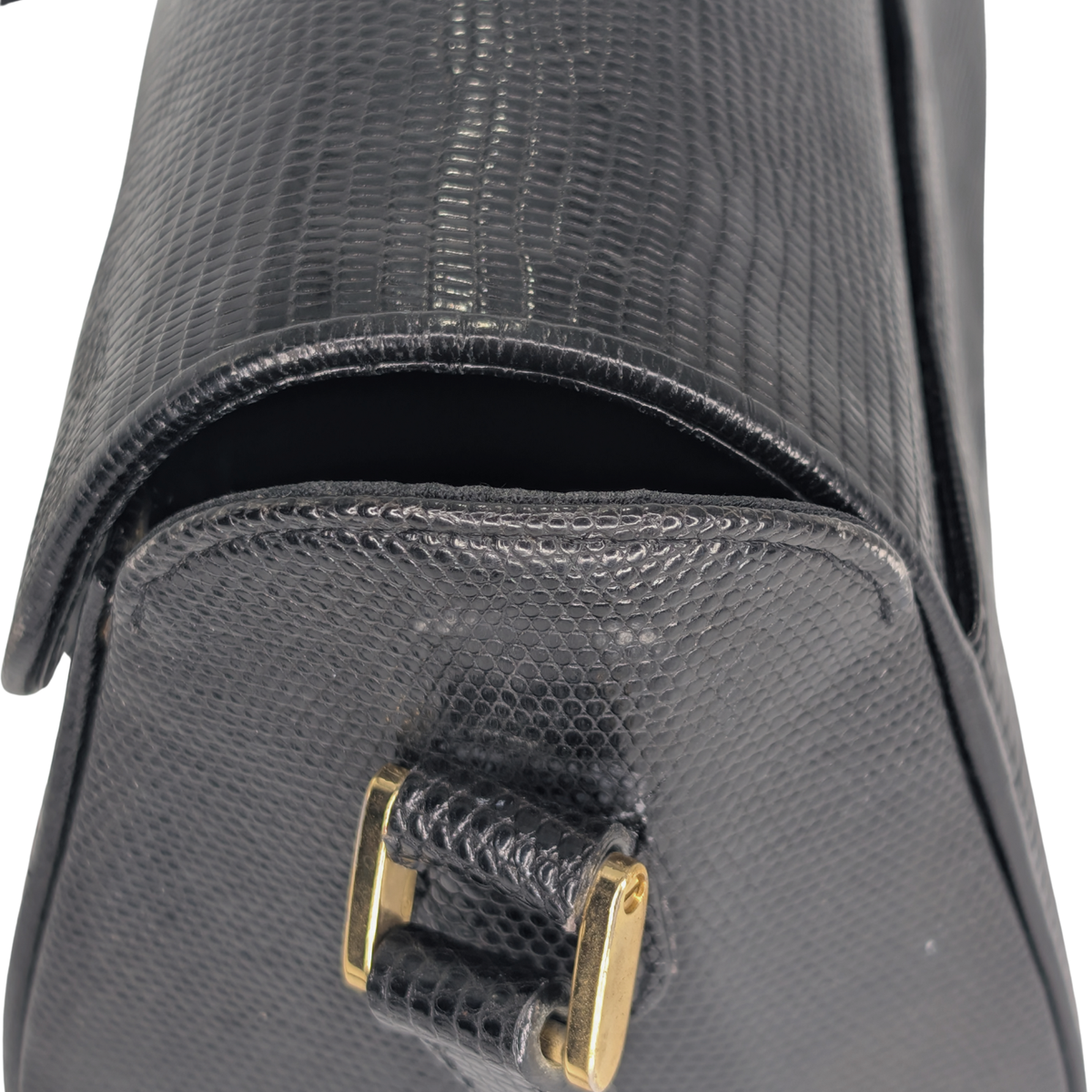 Saint Laurent Black Lizard Embossed Crossbody/Shoulder Bag