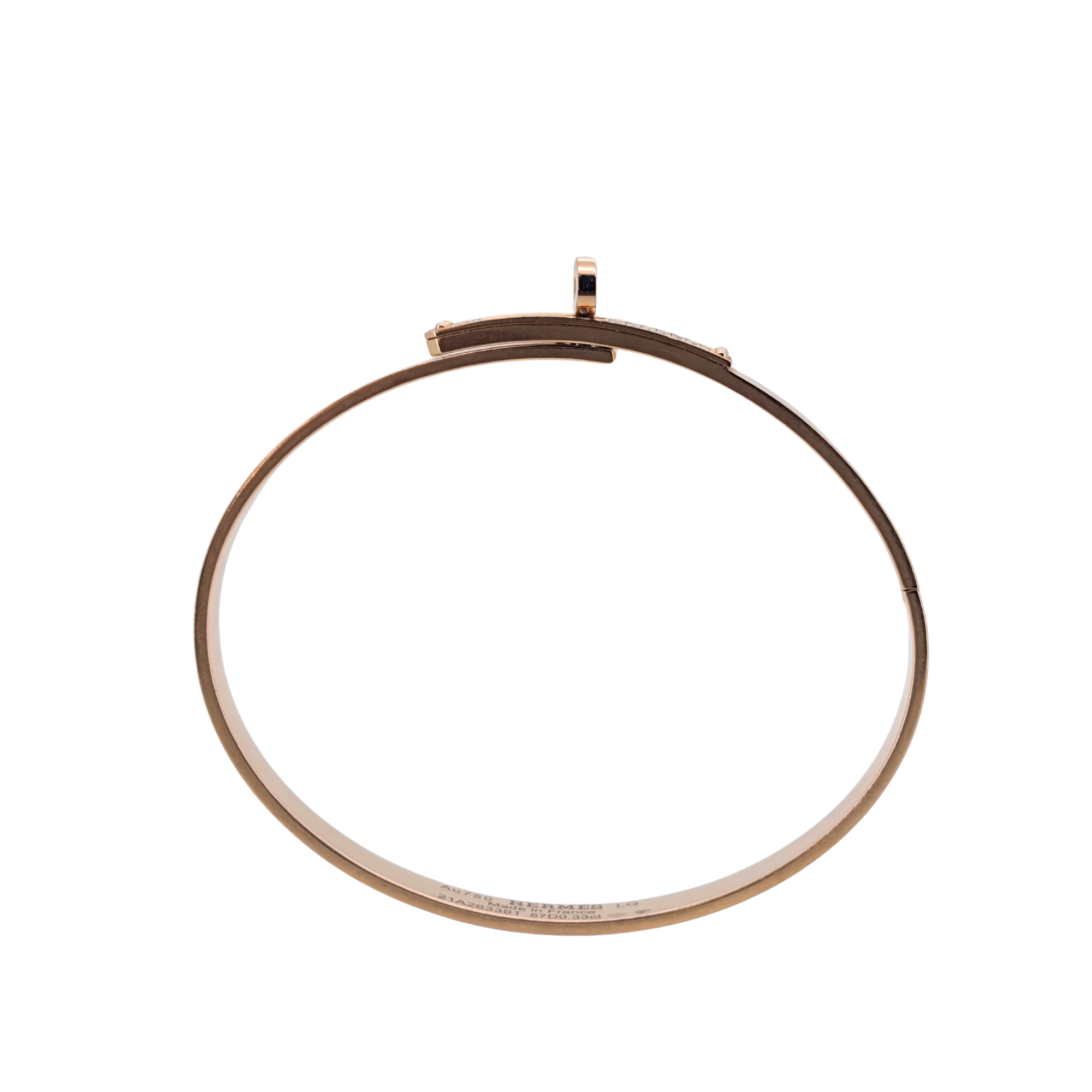 Hermes Kelly Diamond Bracelet Bangle Small LG In 18k Rose Gold
