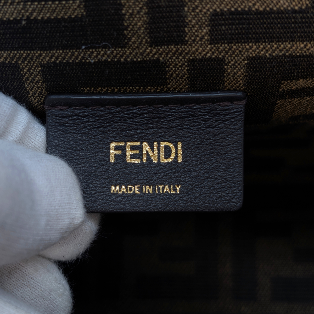 Fendi First Bag Clutch Small Full Snake Python Dark Beige
