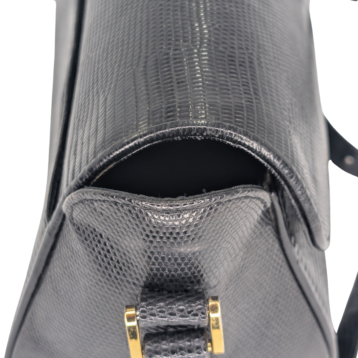 Saint Laurent Black Lizard Embossed Crossbody/Shoulder Bag