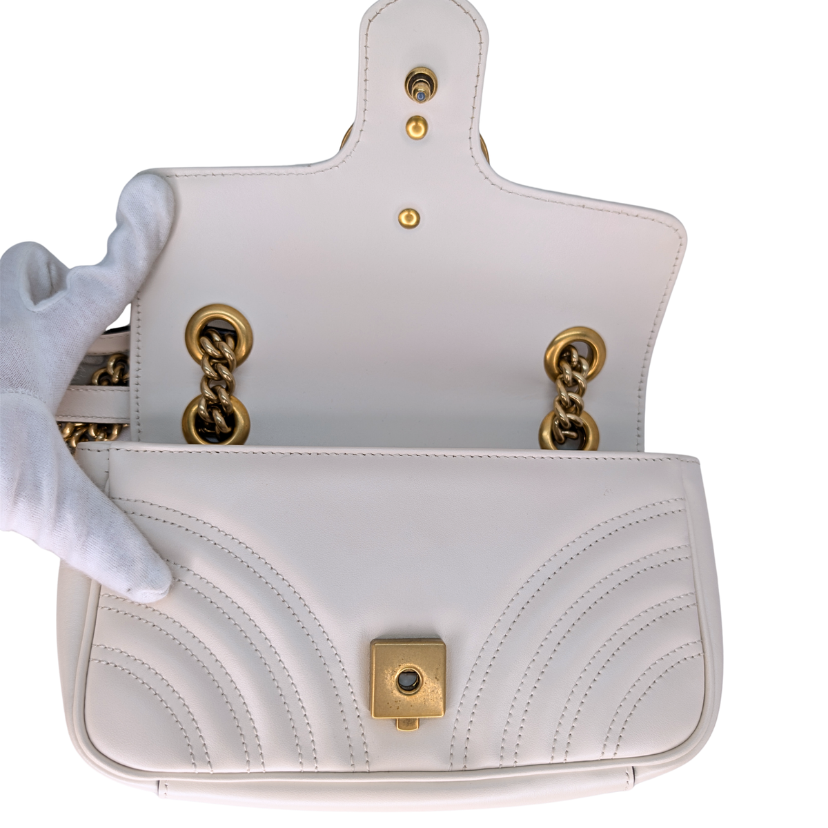 Gucci GG Marmont Flap Small White