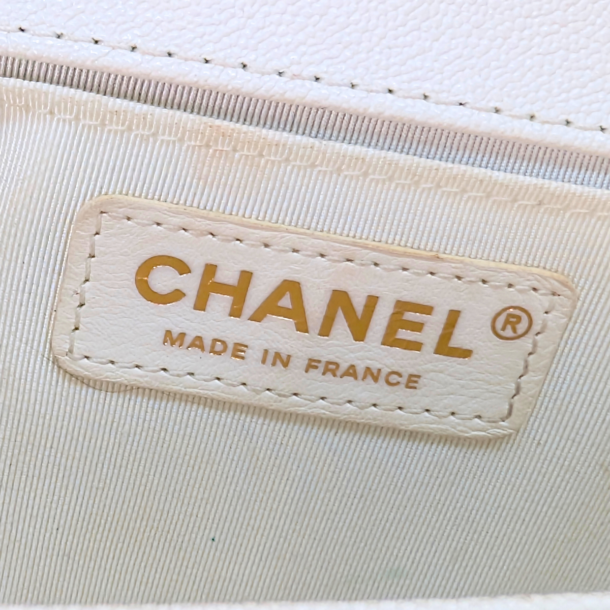 Chanel Caviar Chevron Quilted New Medium Boy Flap White