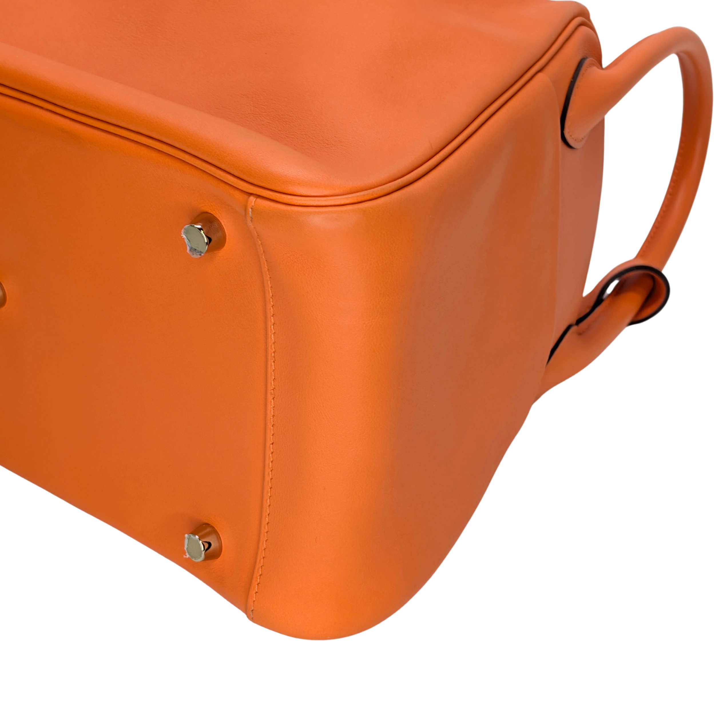 Hermes Lindy 30 جلد سويفت برتقالي أجهزة ذهبية X ختم