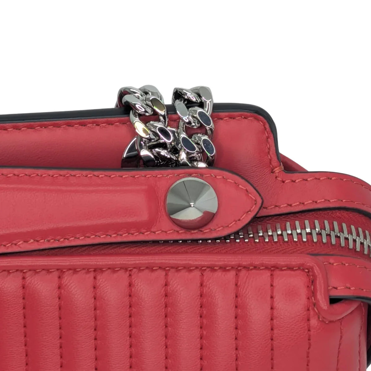 Fendi Dotcom Quilted Crossbody Bag Leather Red - Lost Designer