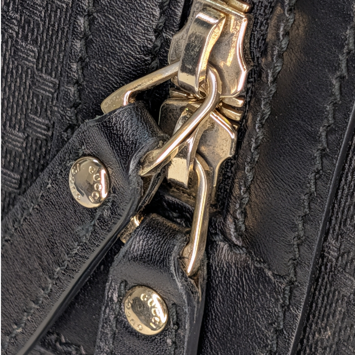 Gucci Diamante Leather Boston Bag Black