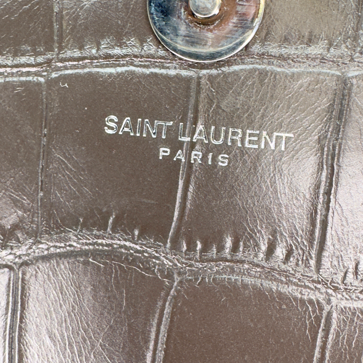 Saint Laurent Medium Croc Embossed Kate Tassel Bag