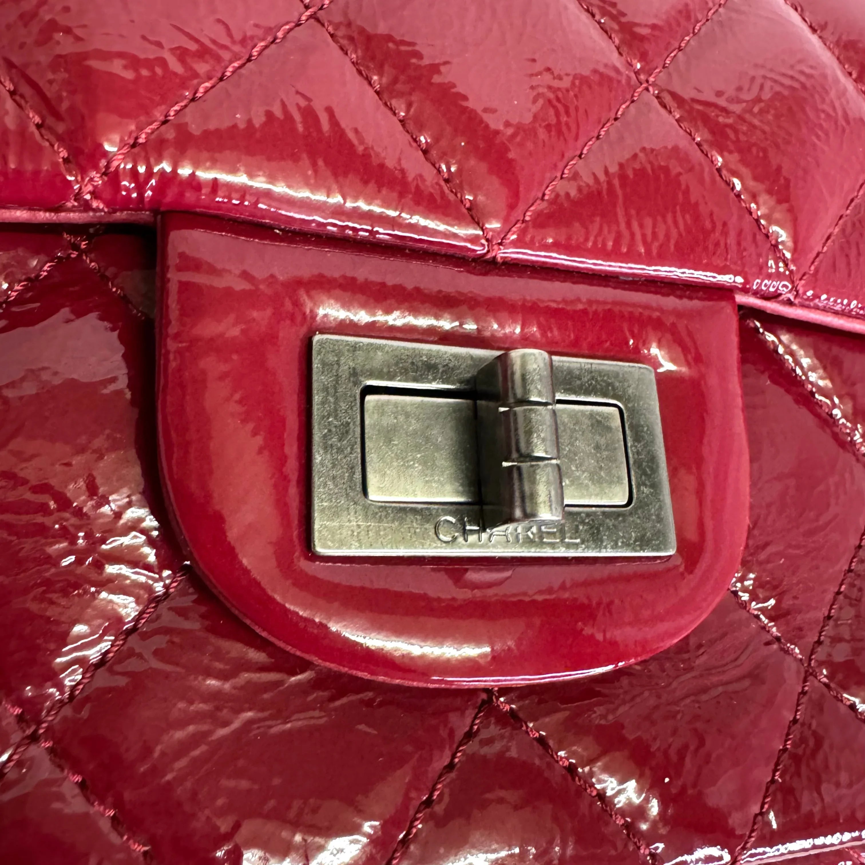 Chanel Flap Patent Calfskin Quilted 2.55 Reissue 227 Deep Red - Lost Designer